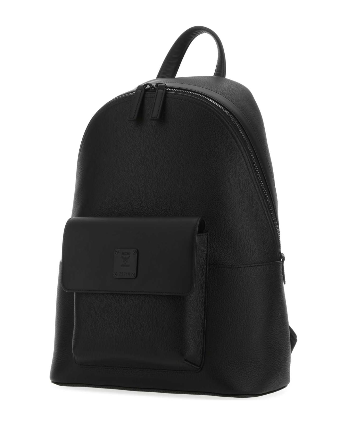 MCM Black Leather Stark Backpack - BK バックパック