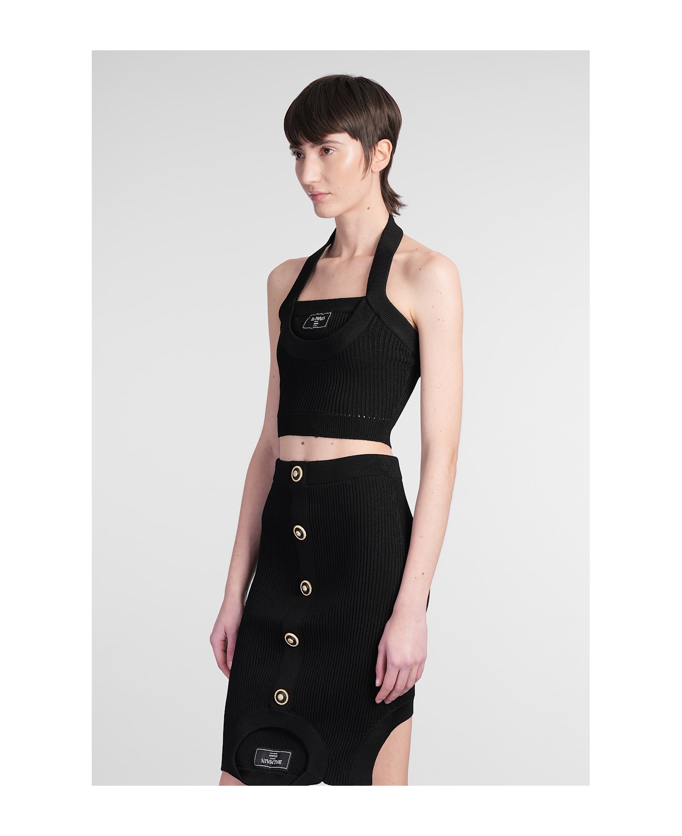 Balmain Topwear In Black Viscose - black