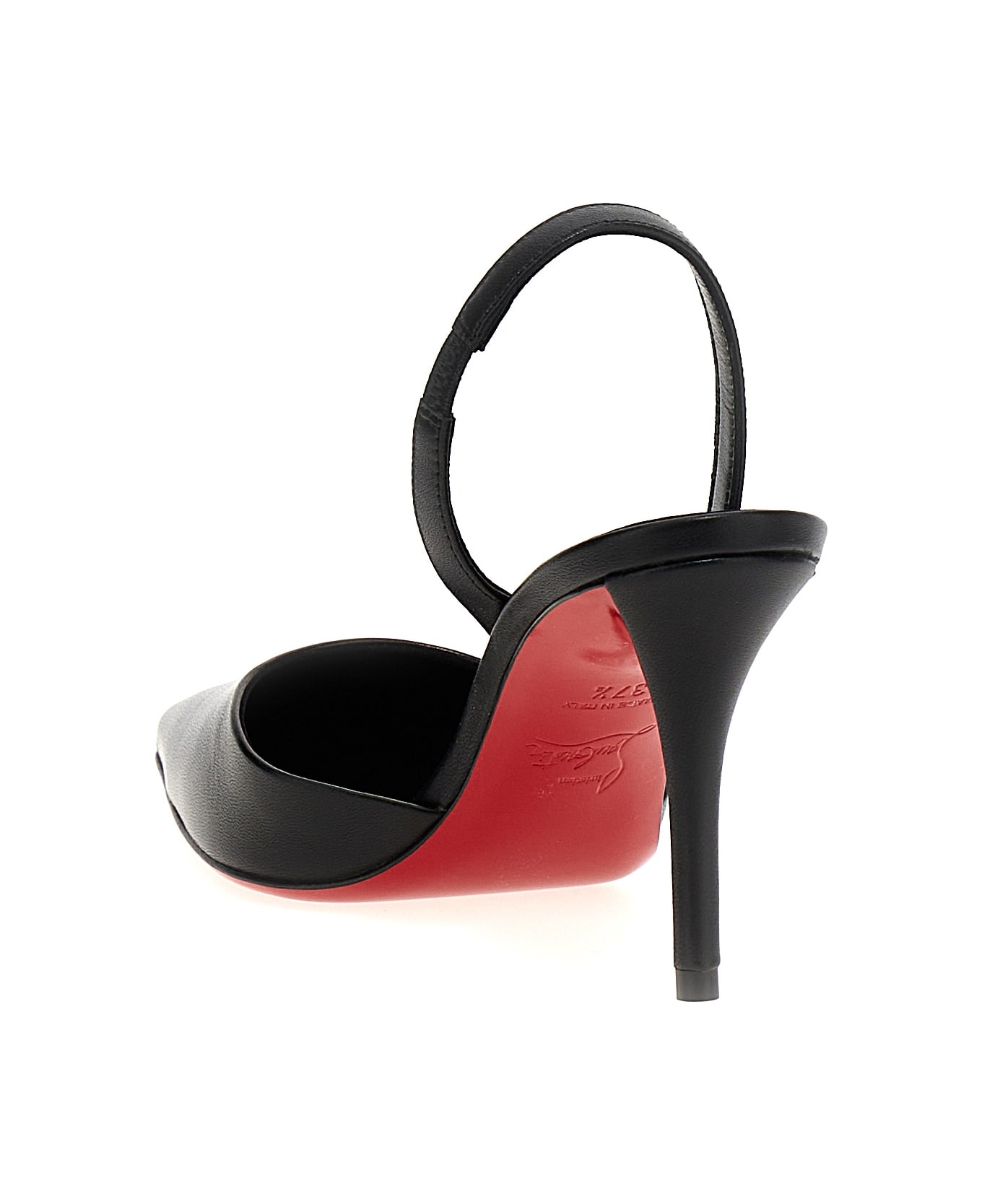 Christian Louboutin 'apostropha Sling' Slingback - Black/lin Black ハイヒール