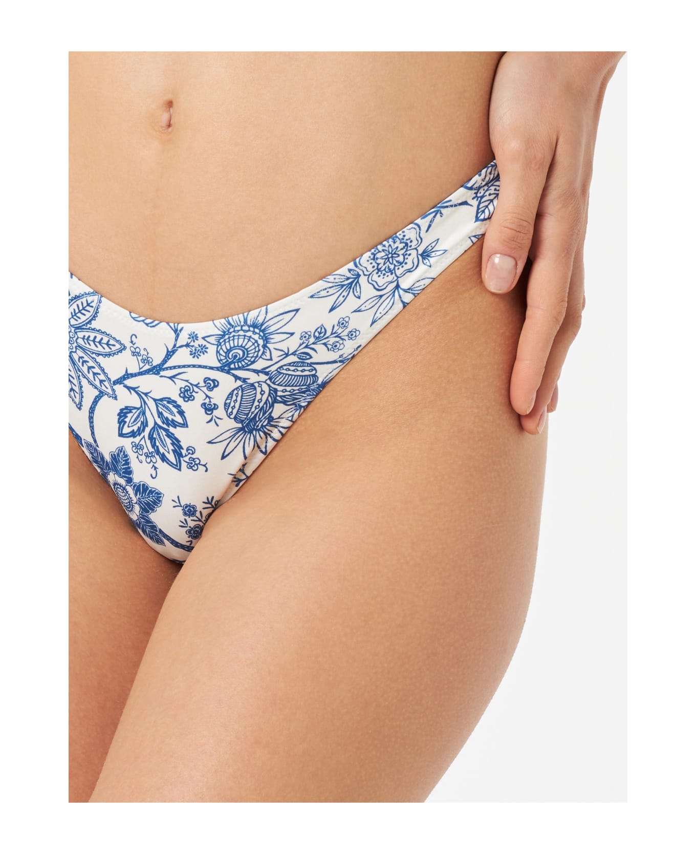 MC2 Saint Barth Woman Cheeky Swim Briefs With Flower Print - BLUE