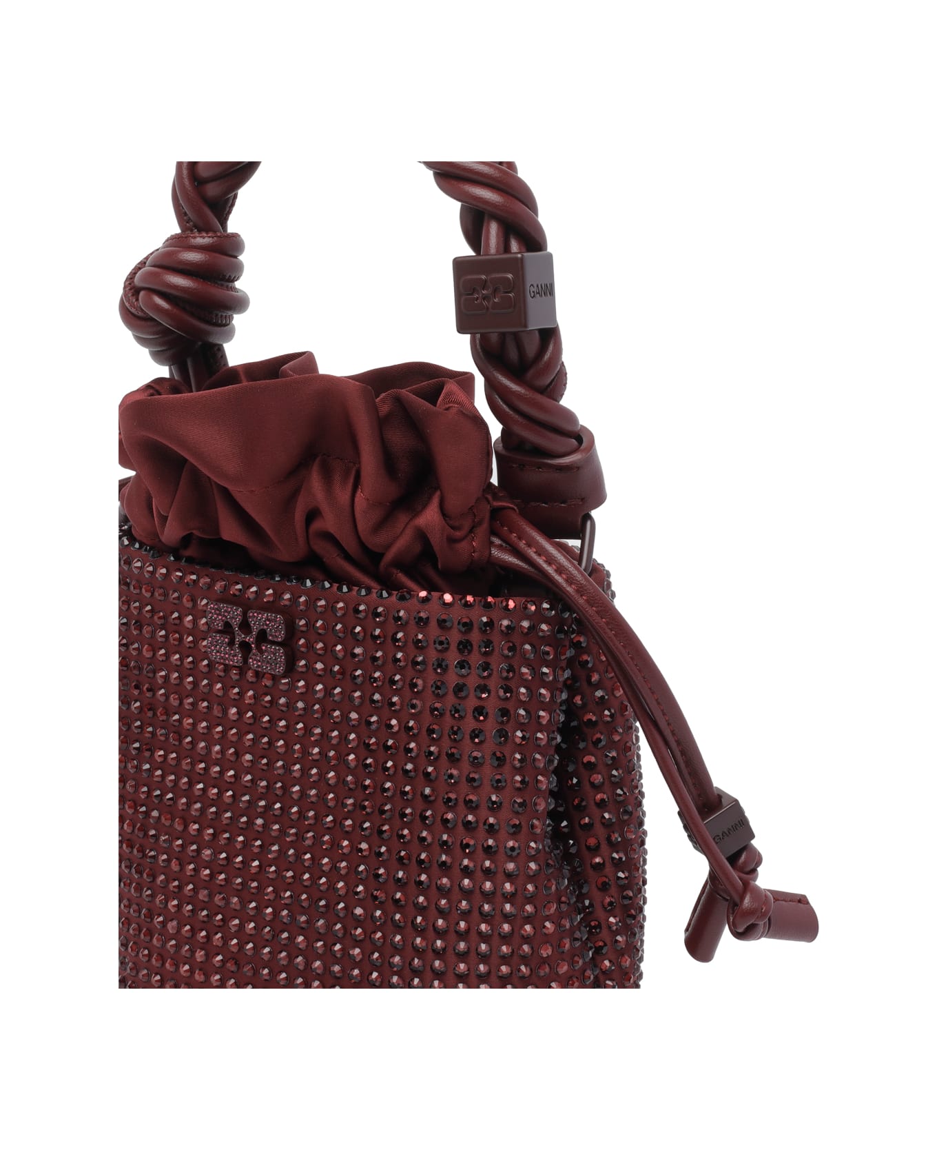 Ganni Mini Strass Bou Bucket Pouch - Red