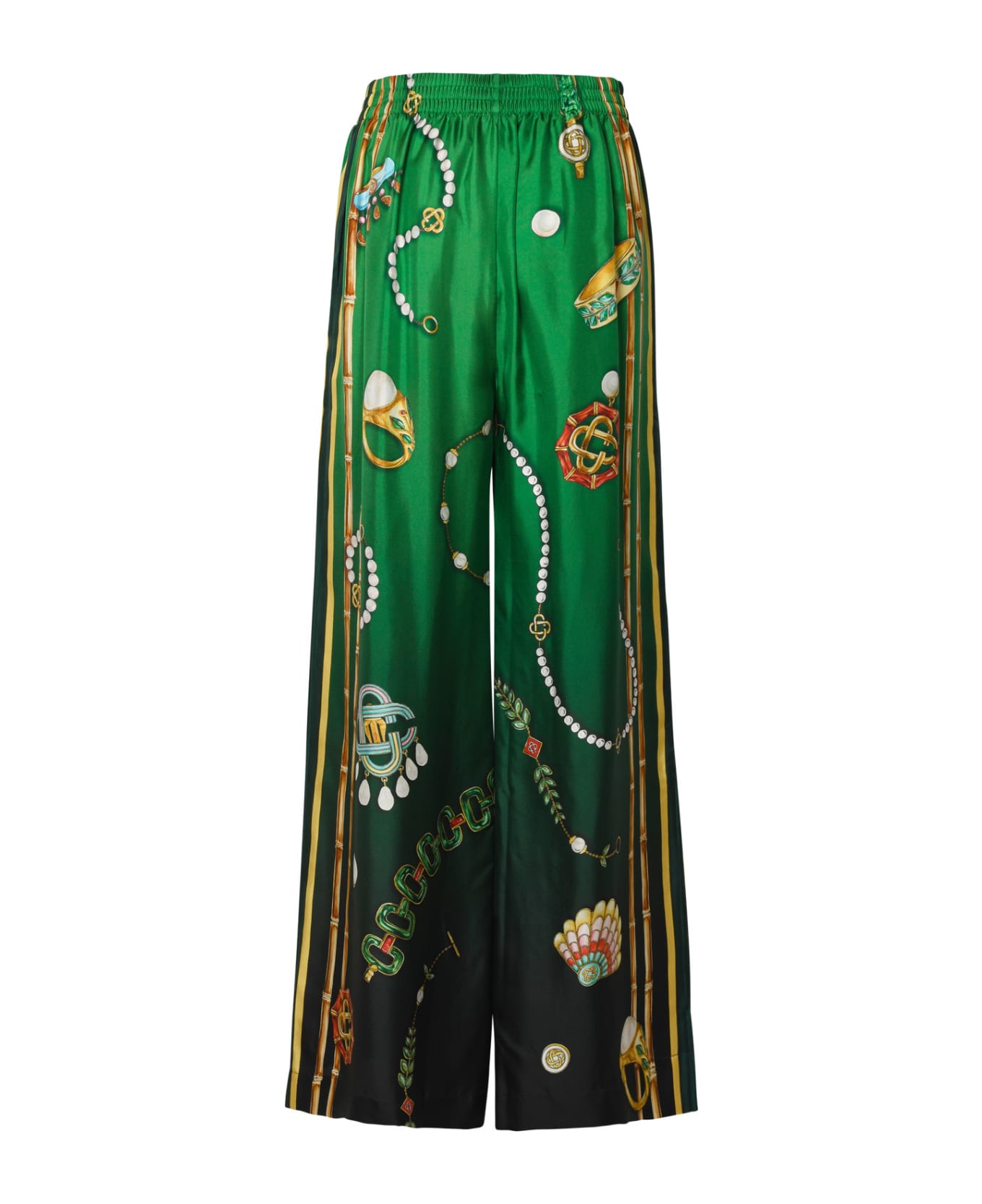 Casablanca Green Silk Trousers - MULTI ボトムス