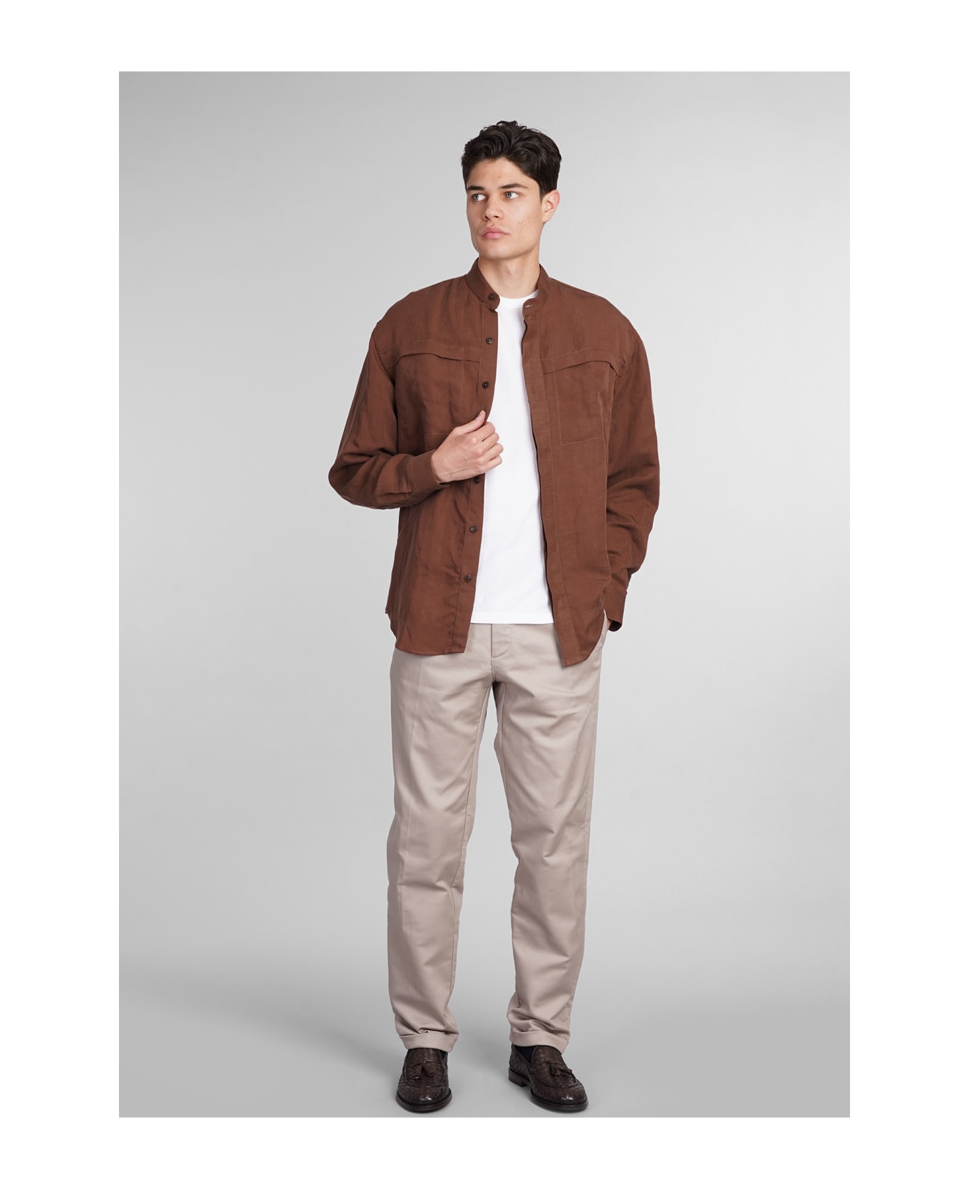 costumein Mattia Shirt In Brown Wool And Polyester - brown