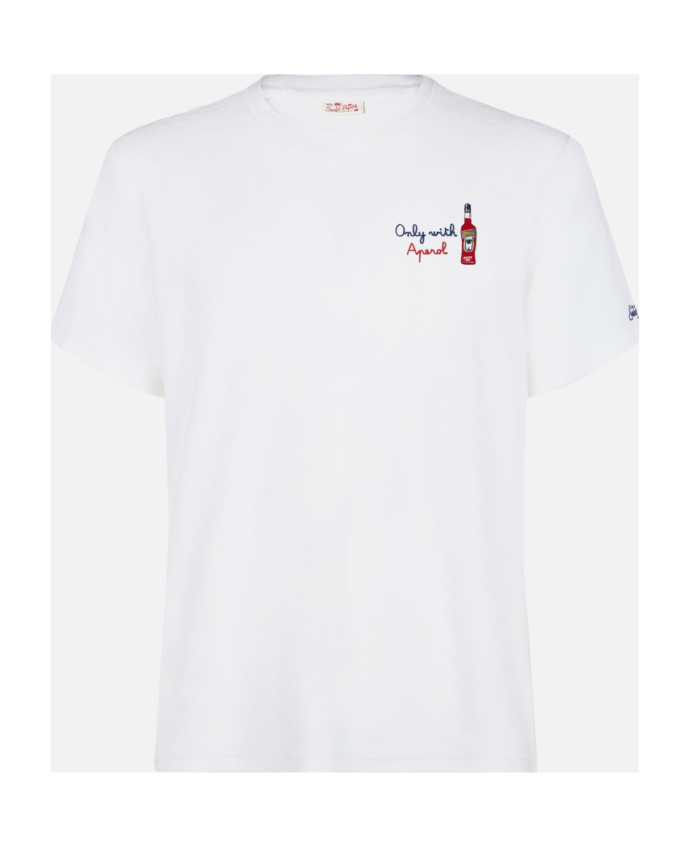 MC2 Saint Barth Man T-shirt With Only With Aperol Front Embroidery | Aperol Special Edition - WHITE