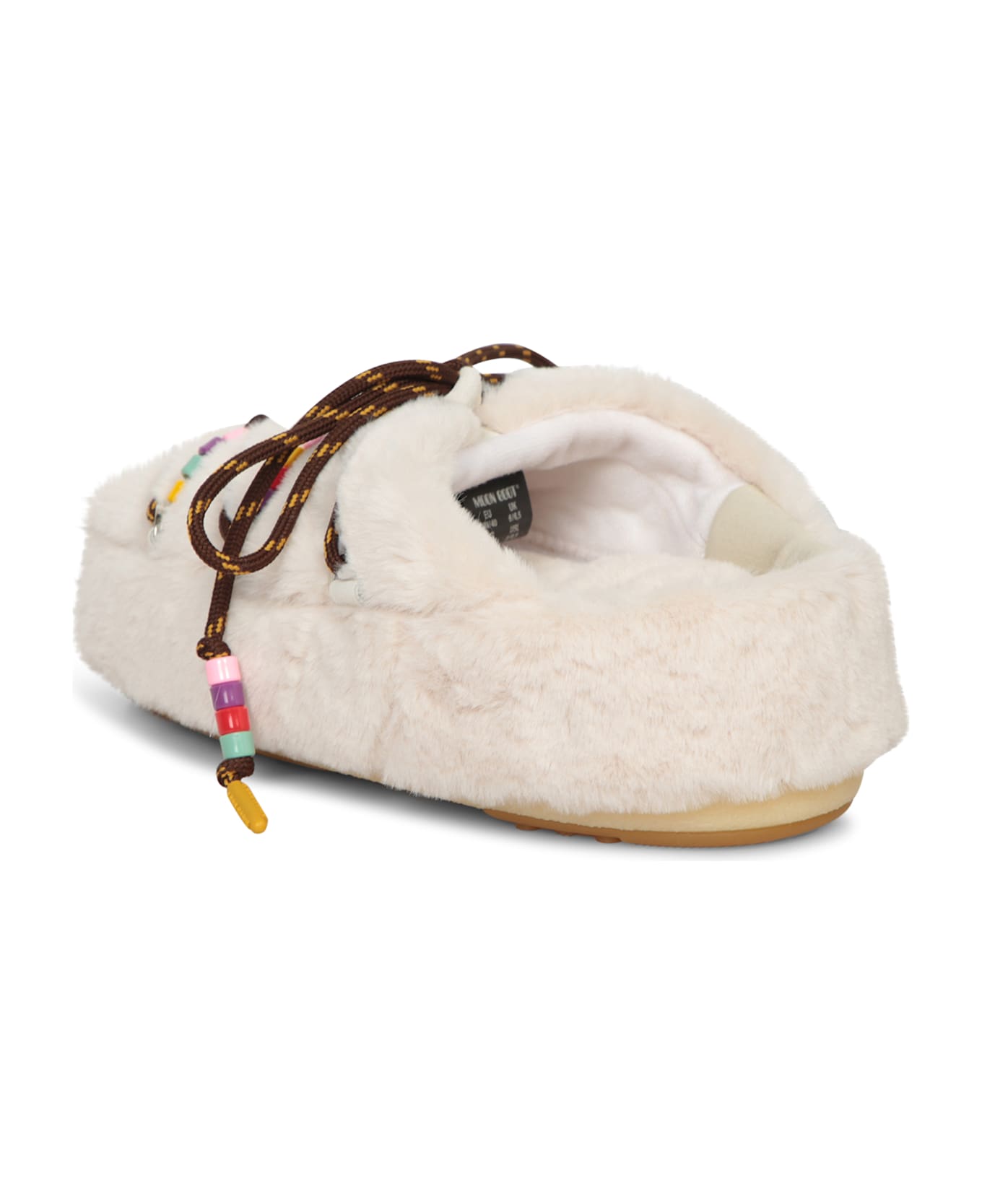 Moon Boot Cream Faux Fur Mules - White