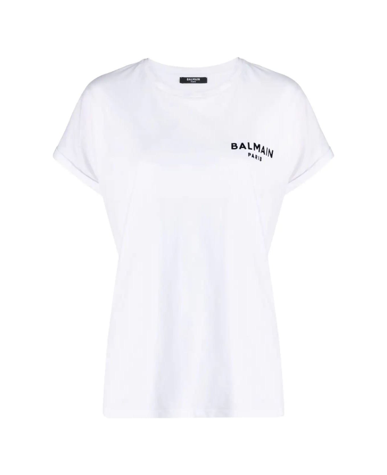 Balmain Flock Detail T-shirt - Gab Blanc Noir