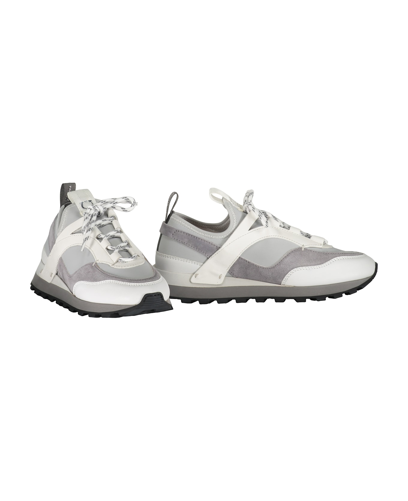 Ferragamo Techno Fabric And Leather Sneakers - grey