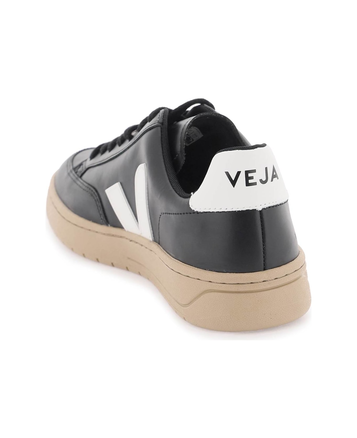 Veja Leather V-12 Sneakers - BLACK WHITE DUNE (Black)