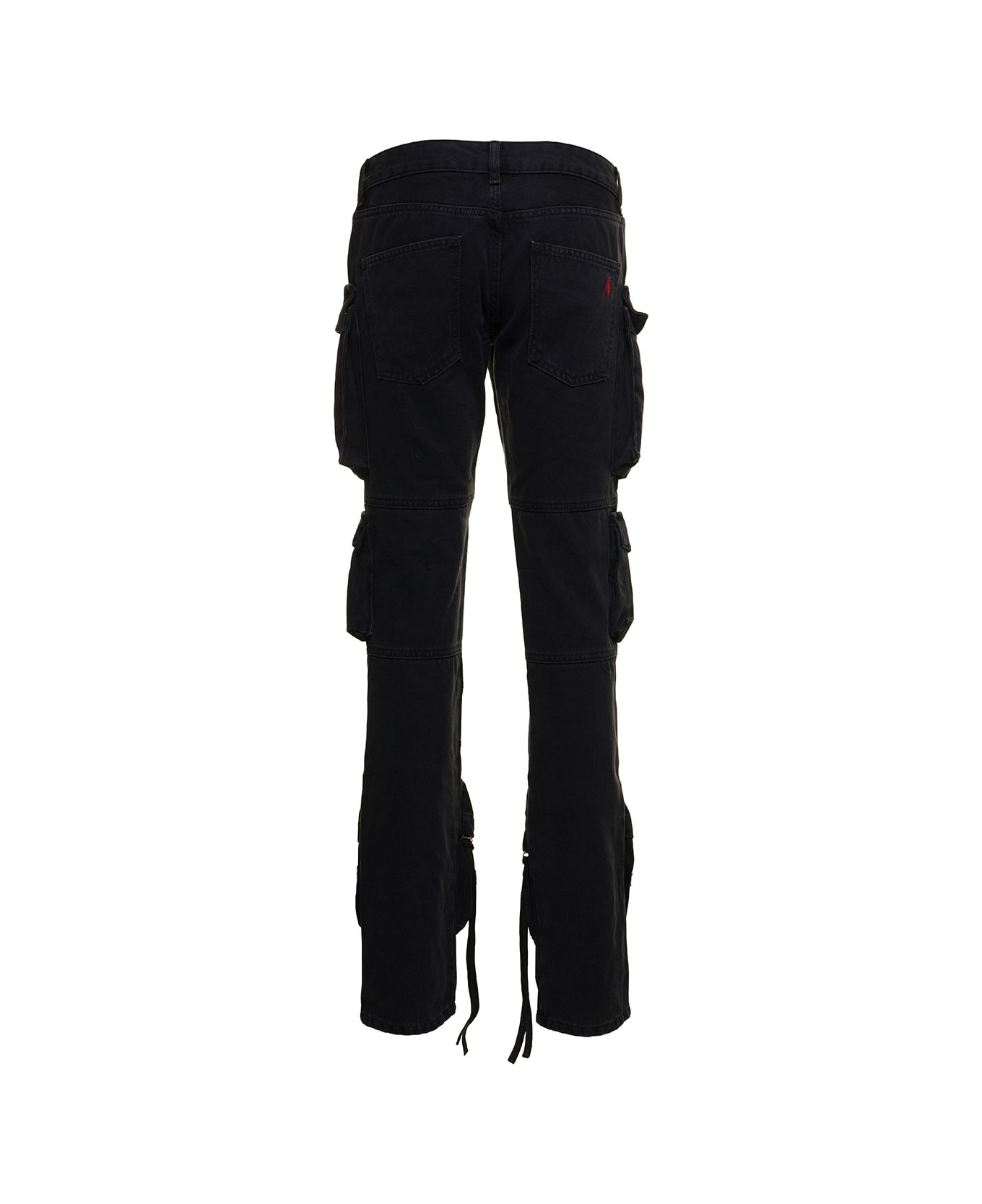 The Attico 'essie' Black Low-waisted Multi-pockets Trousers In Denim Woman The Attico - Black