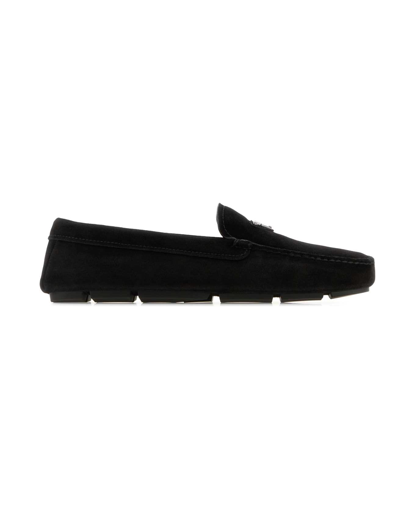 Prada Black Suede Loafers - NERO