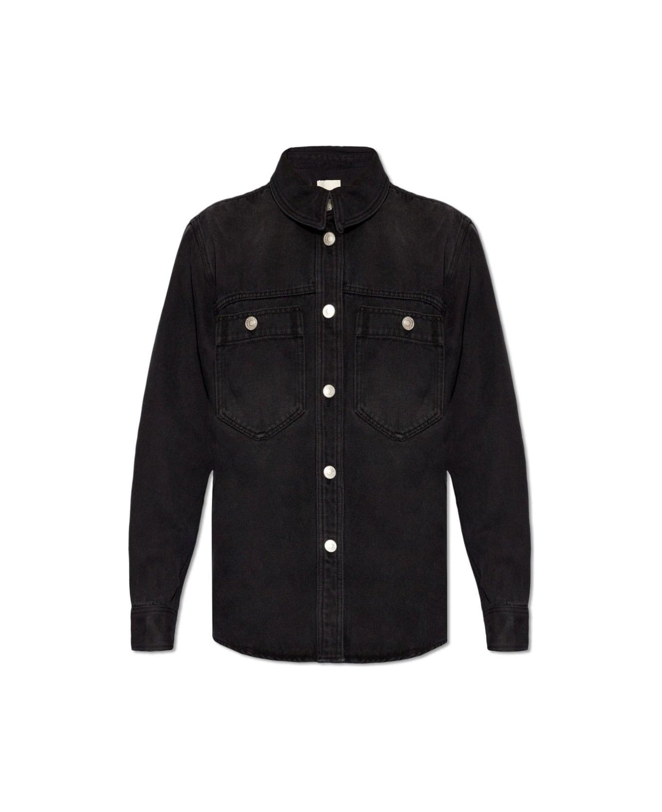 Isabel Marant Shirt With Branded Buttons In Denim - Black