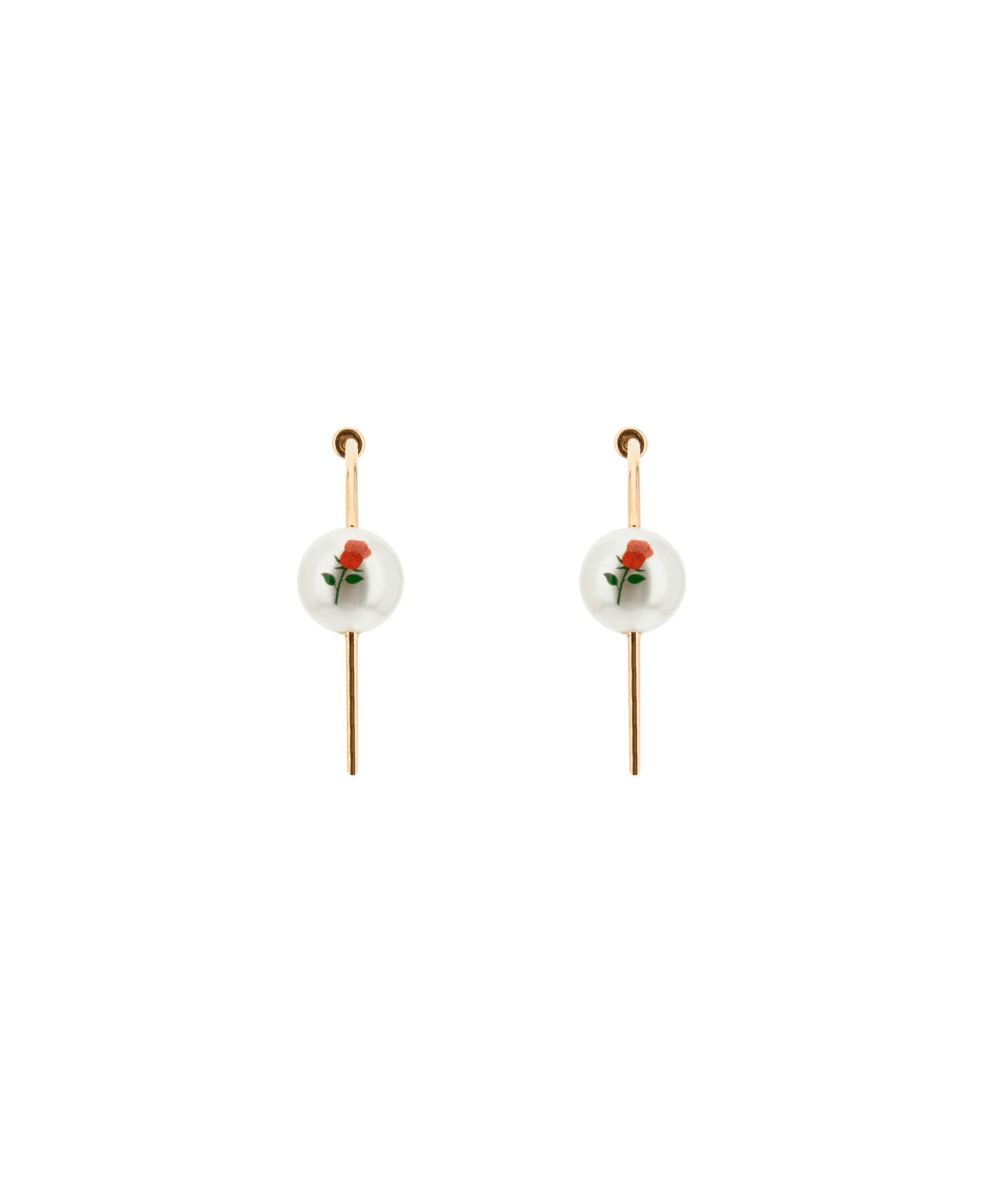 SafSafu 'pearl & Roses' Hoop Earrings - GOLD (Gold)