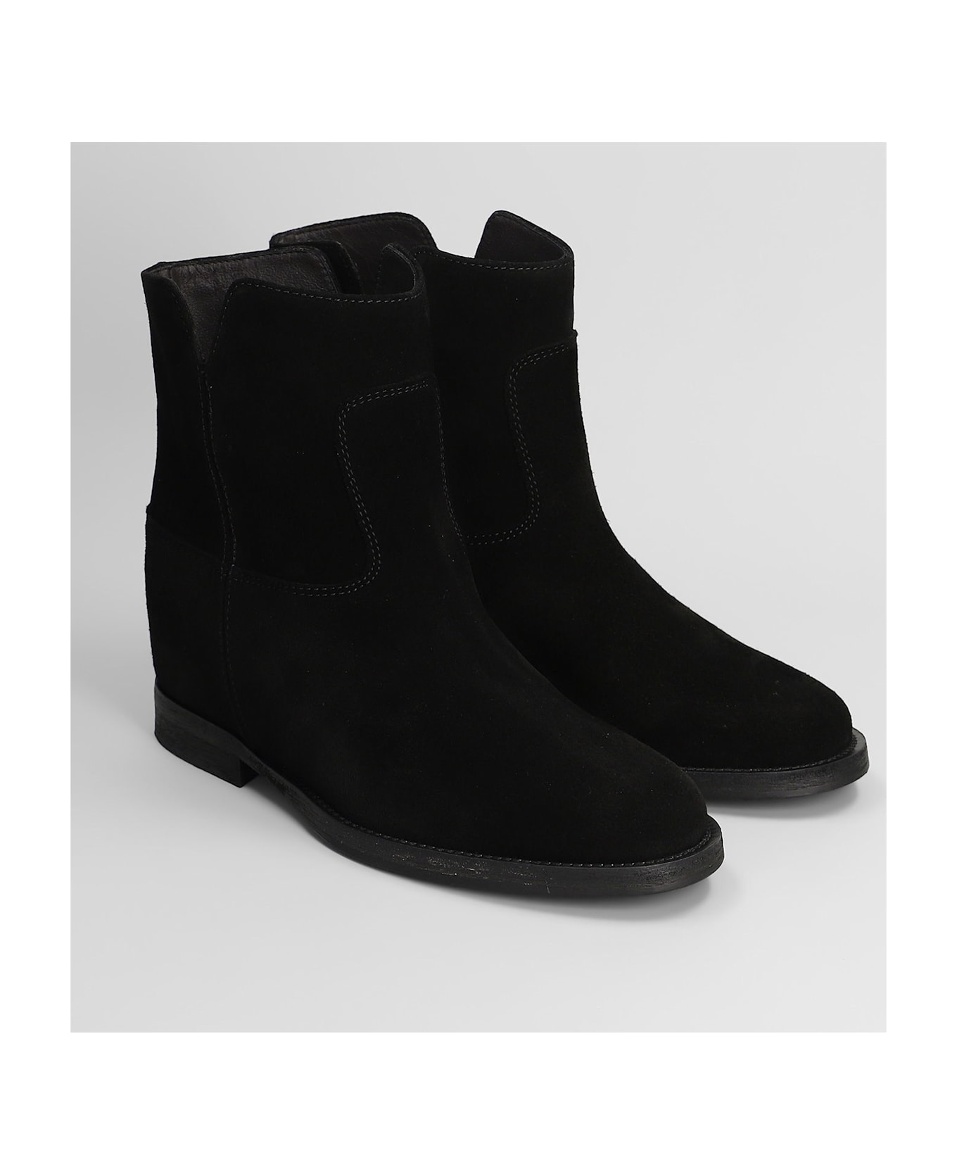 Via Roma 15 Ankle Boots Inside Wedge In Black Suede - black