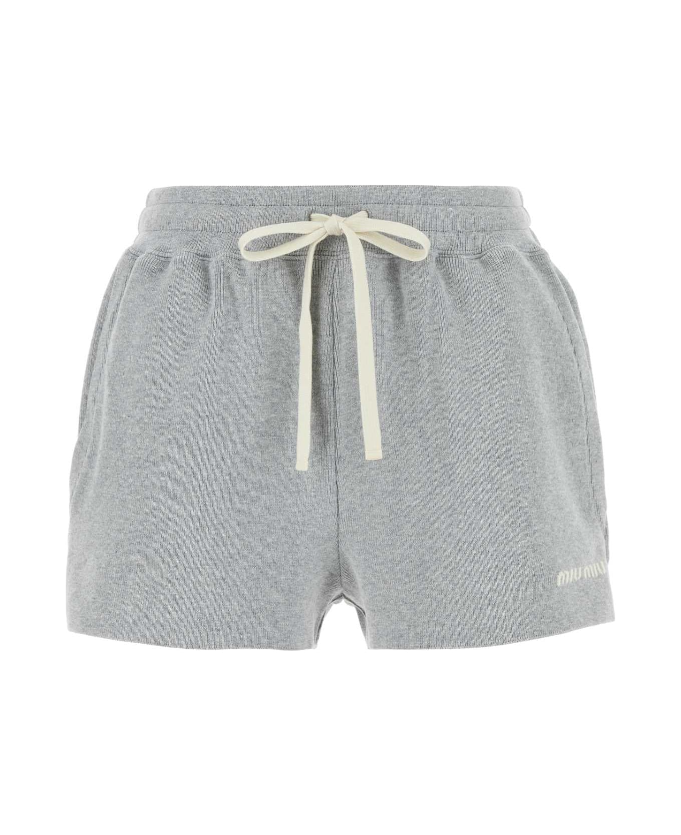 Miu Miu Grey Cotton Shorts - GRIGIO