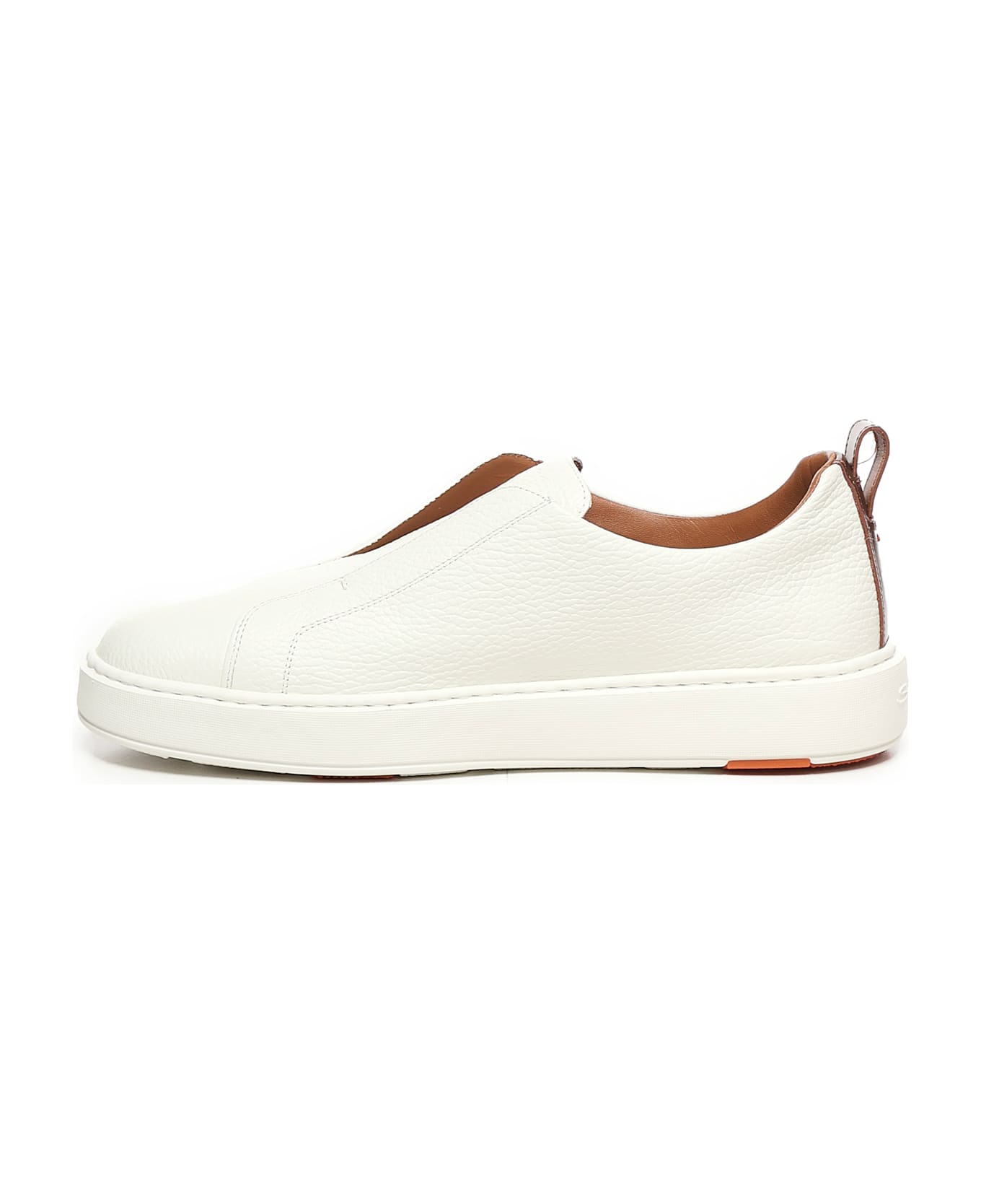 Santoni Victory Sneakers In Tumbled Leather - White