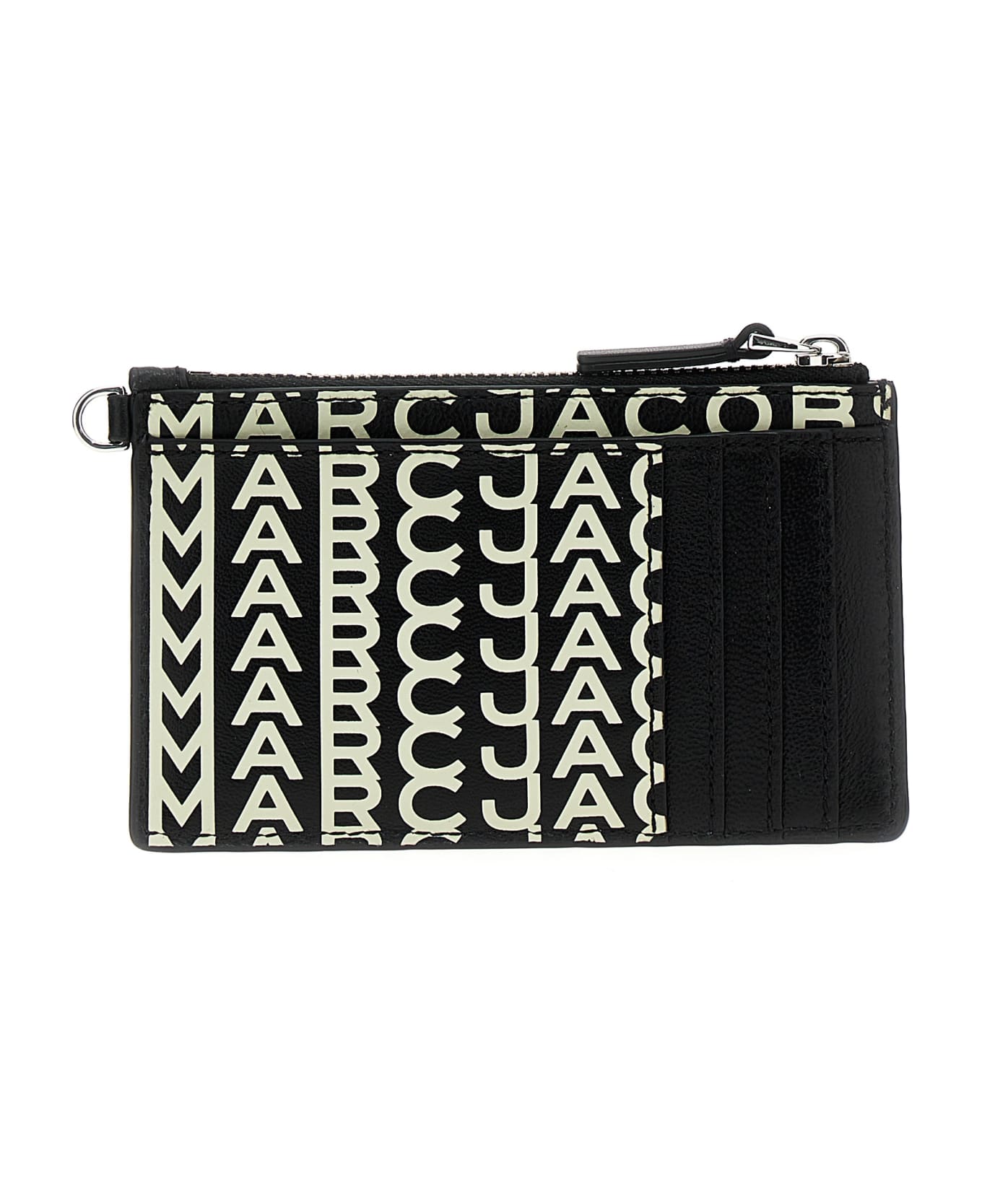 Marc Jacobs The Monogram Leather Top Zip Wristlet - White/Black 財布