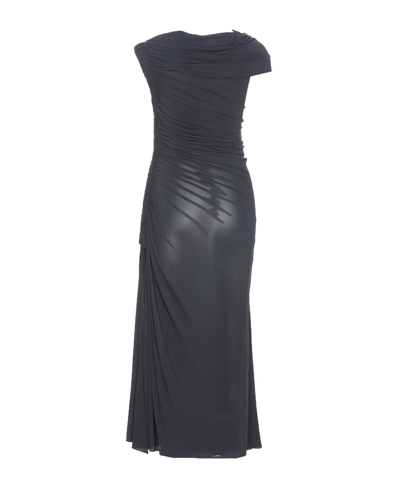 Alaia Draped Asymmetrical Dress - Grey