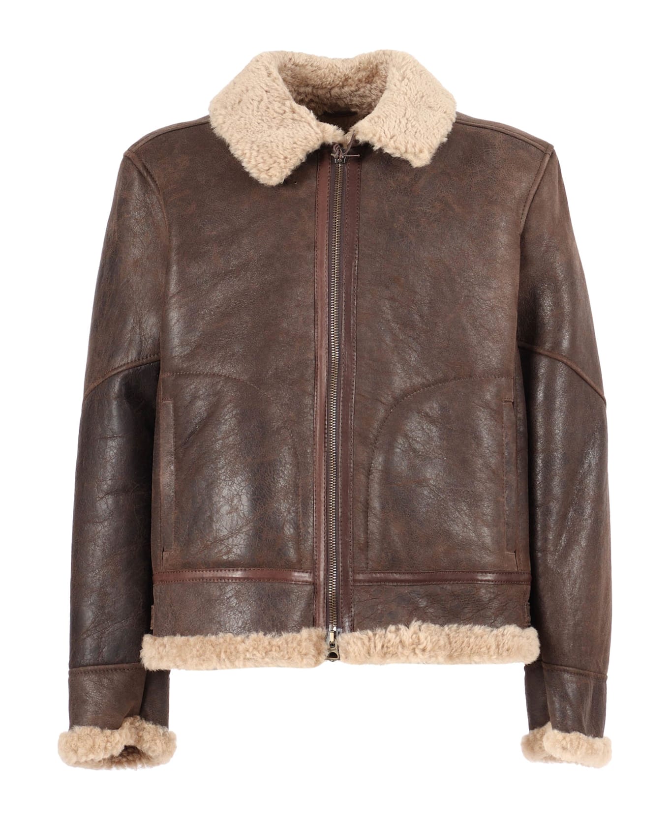 Stewart Sylvester-aviator Shearling - BROWN