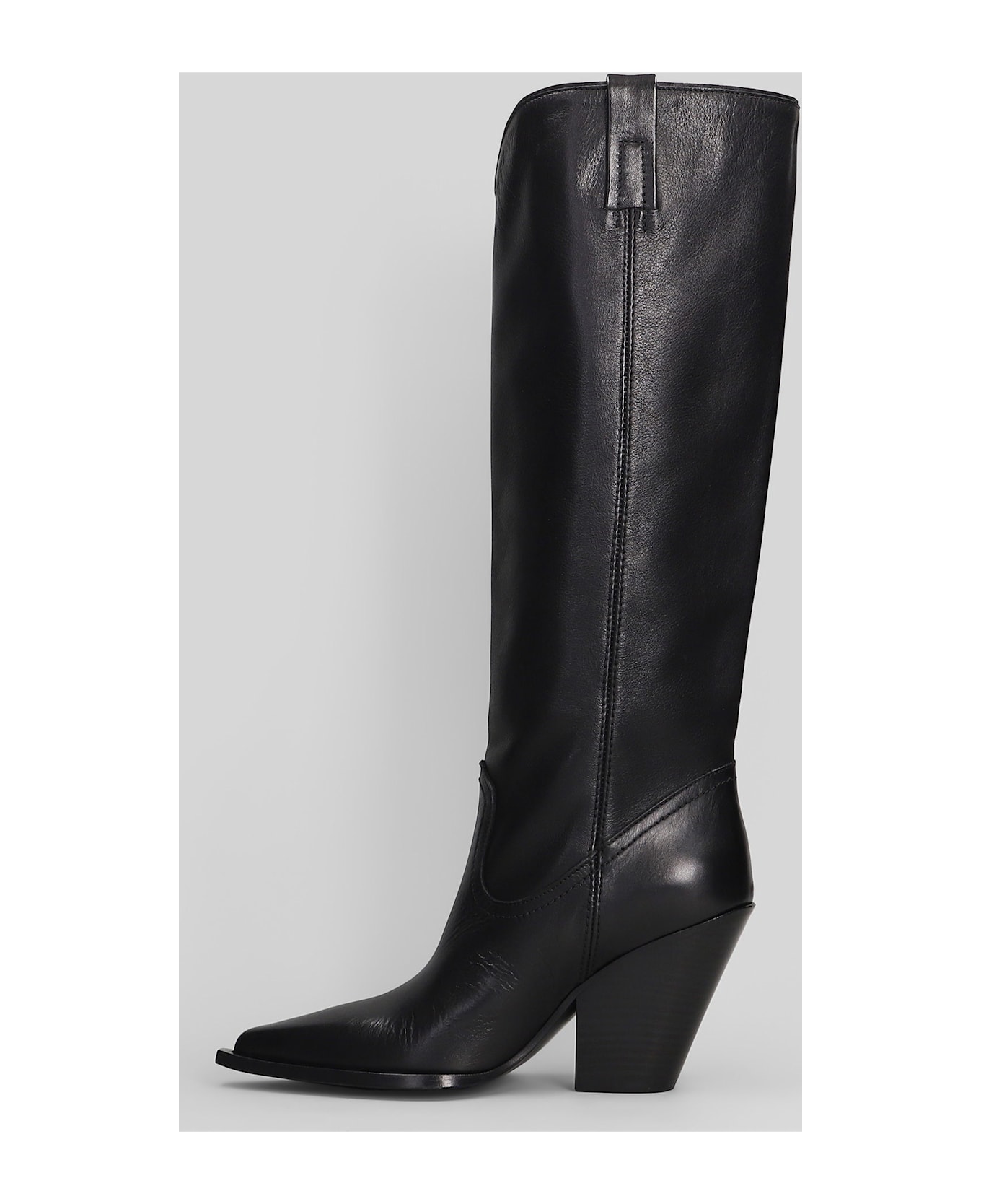 Elena Iachi Texan Boots In Black Leather - black
