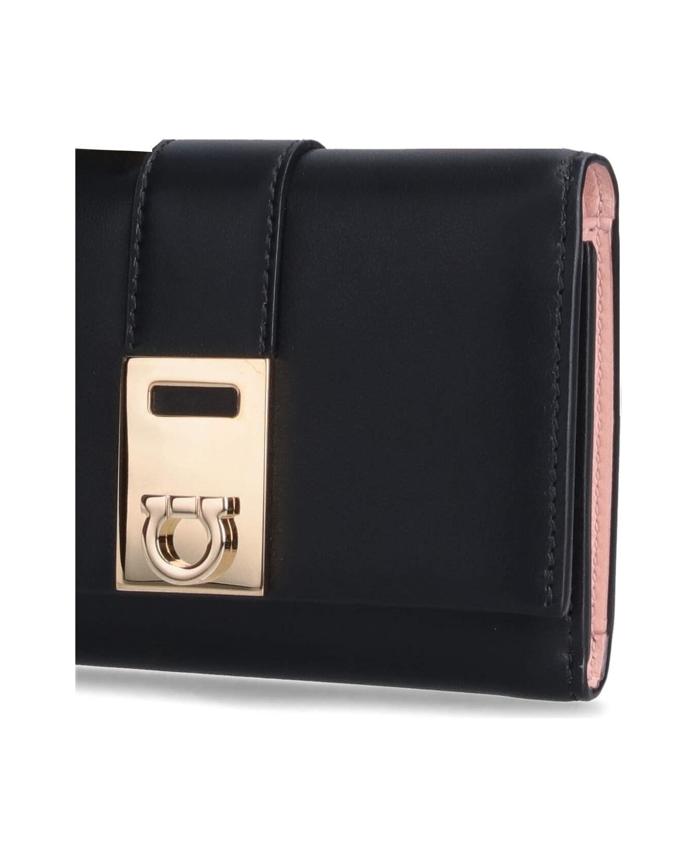 Ferragamo Compact Wallet "hug" - Black  