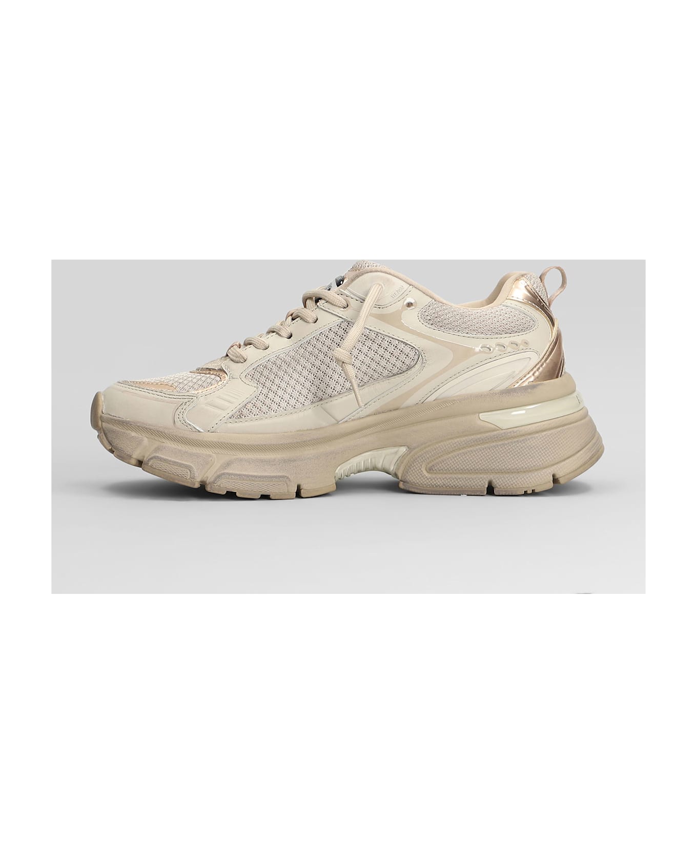 Golden Goose Light Star Sneakers In Taupe Leather And Fabric - taupe