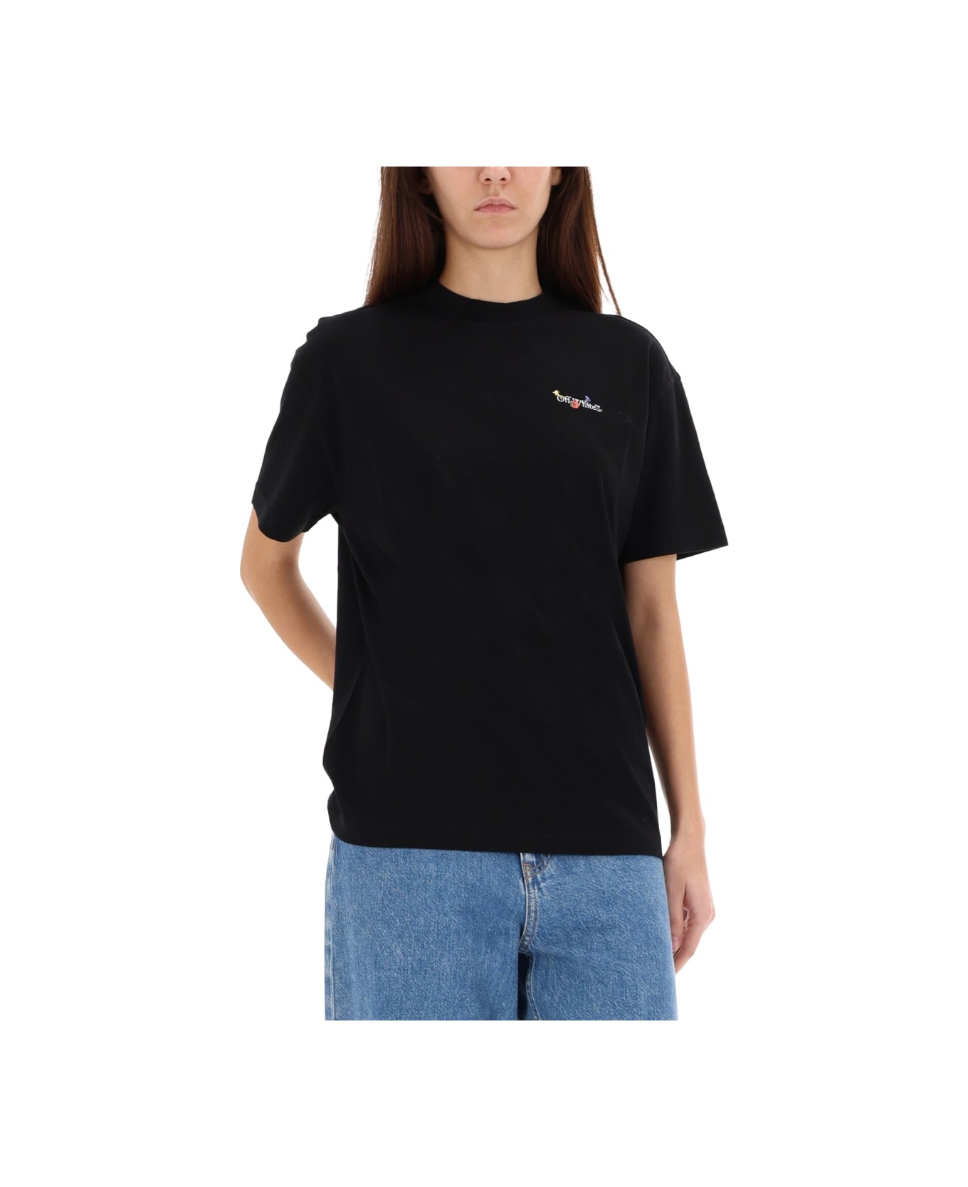 Off-White T-shirt With Logo - BLACK