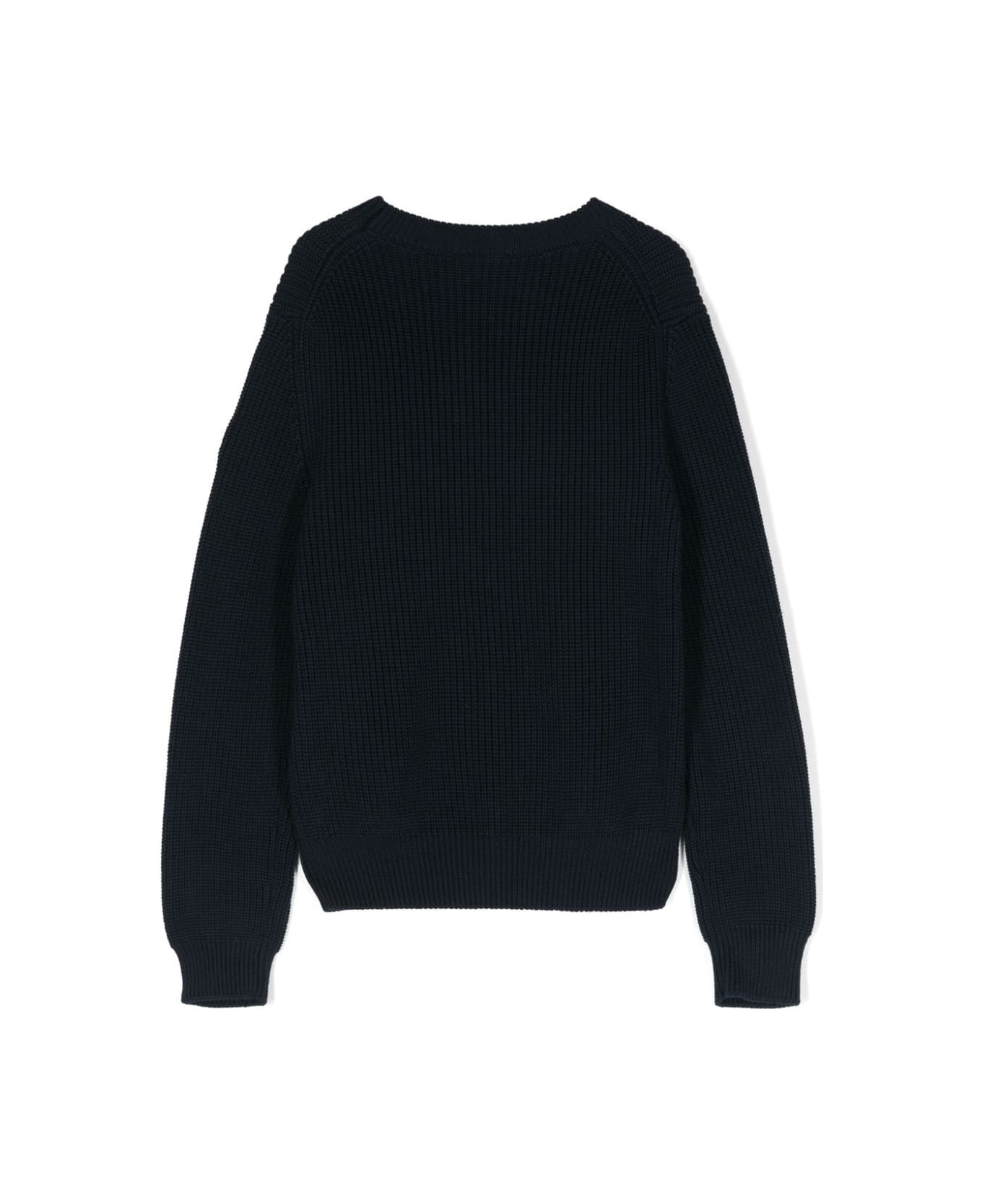 Moncler Cotton Logo Sweater In Blue - Blue