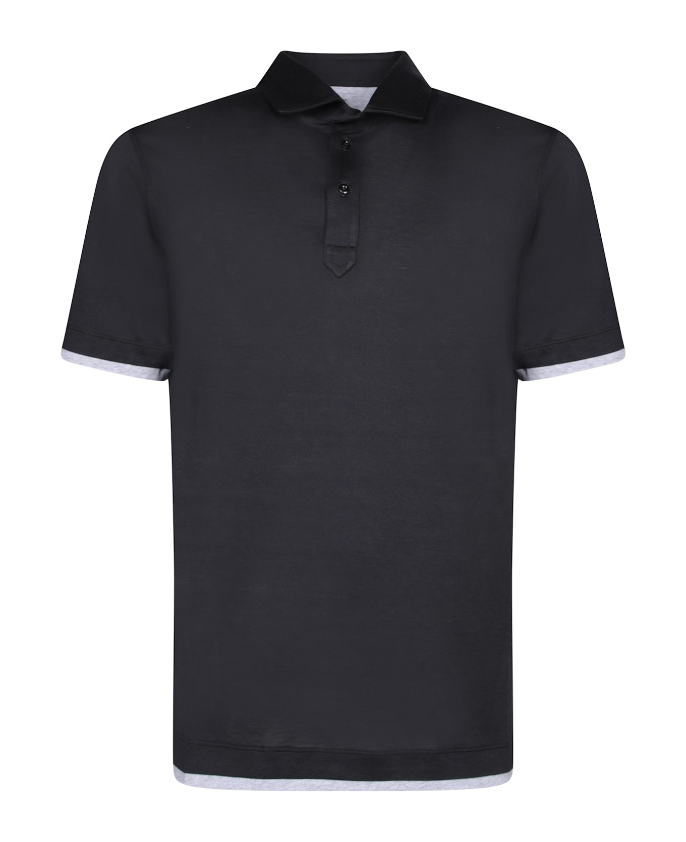 Brunello Cucinelli Contrast-trim Short-sleeved Polo Shirt - BLACK