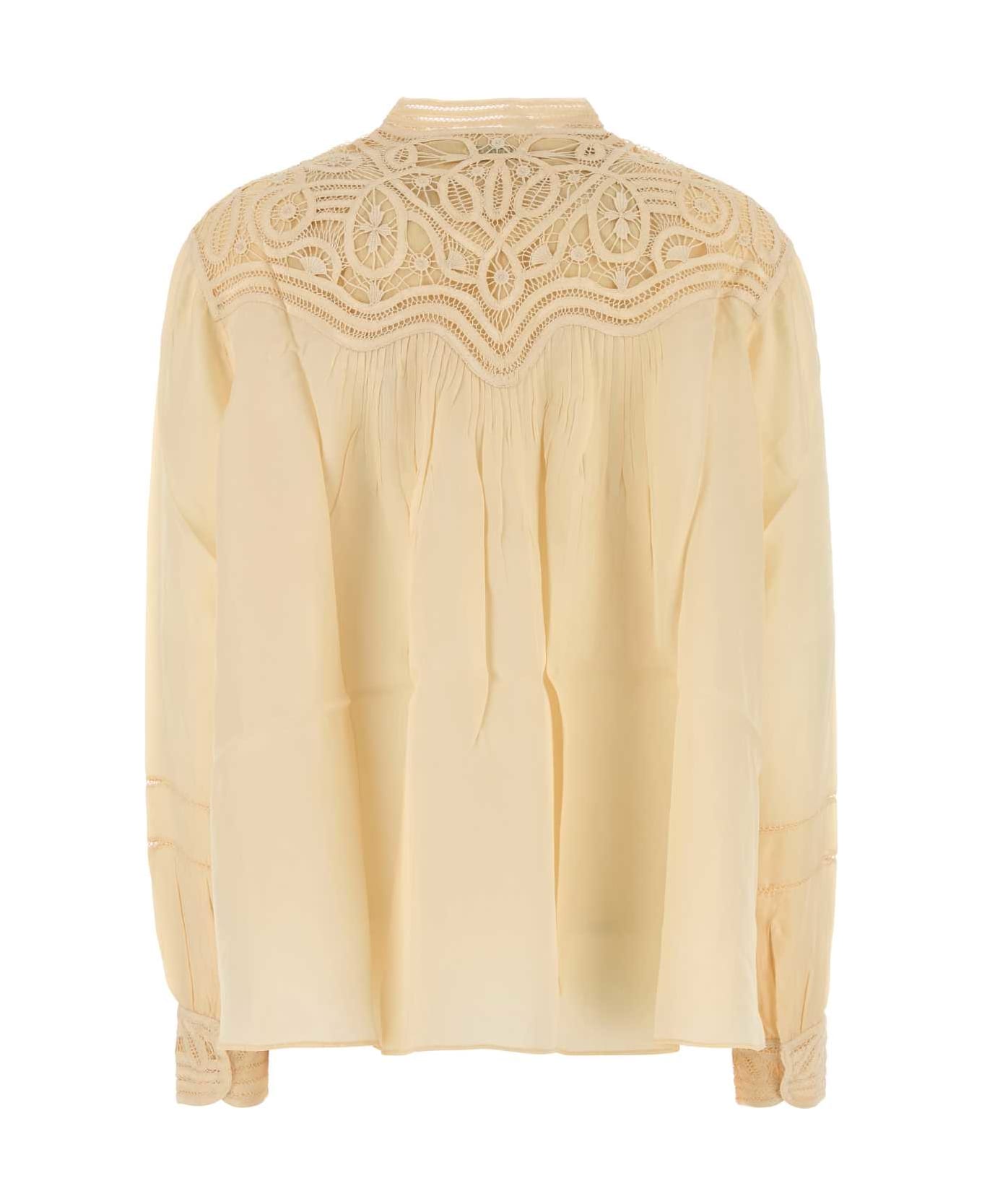 Bode Cream Satin Threadwork Blouse - CREAM