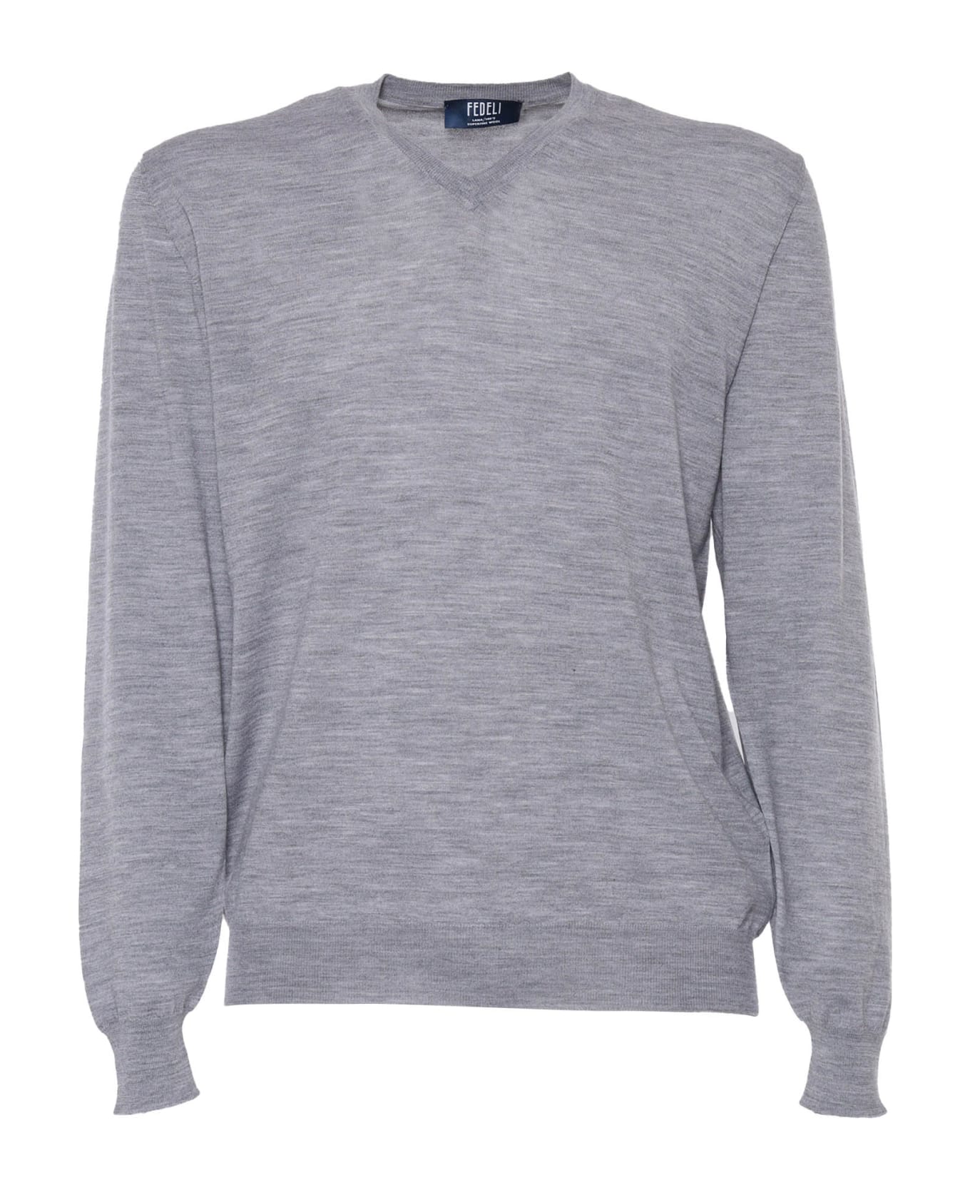 Fedeli Gray Pullover In Cool Wool - MULTICOLOR