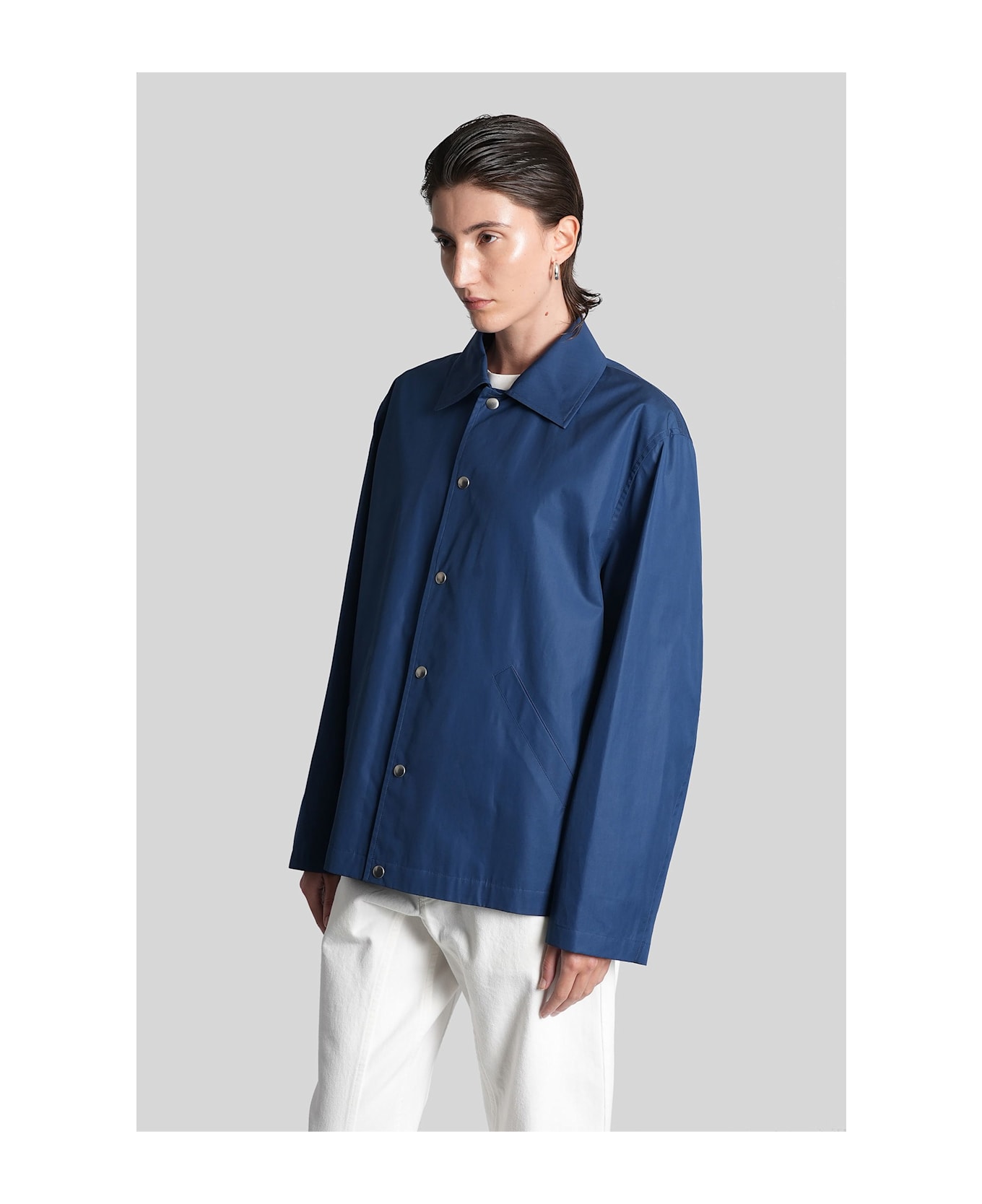 Jil Sander Blouson 03 Casual Jacket In Blue Cotton - blue