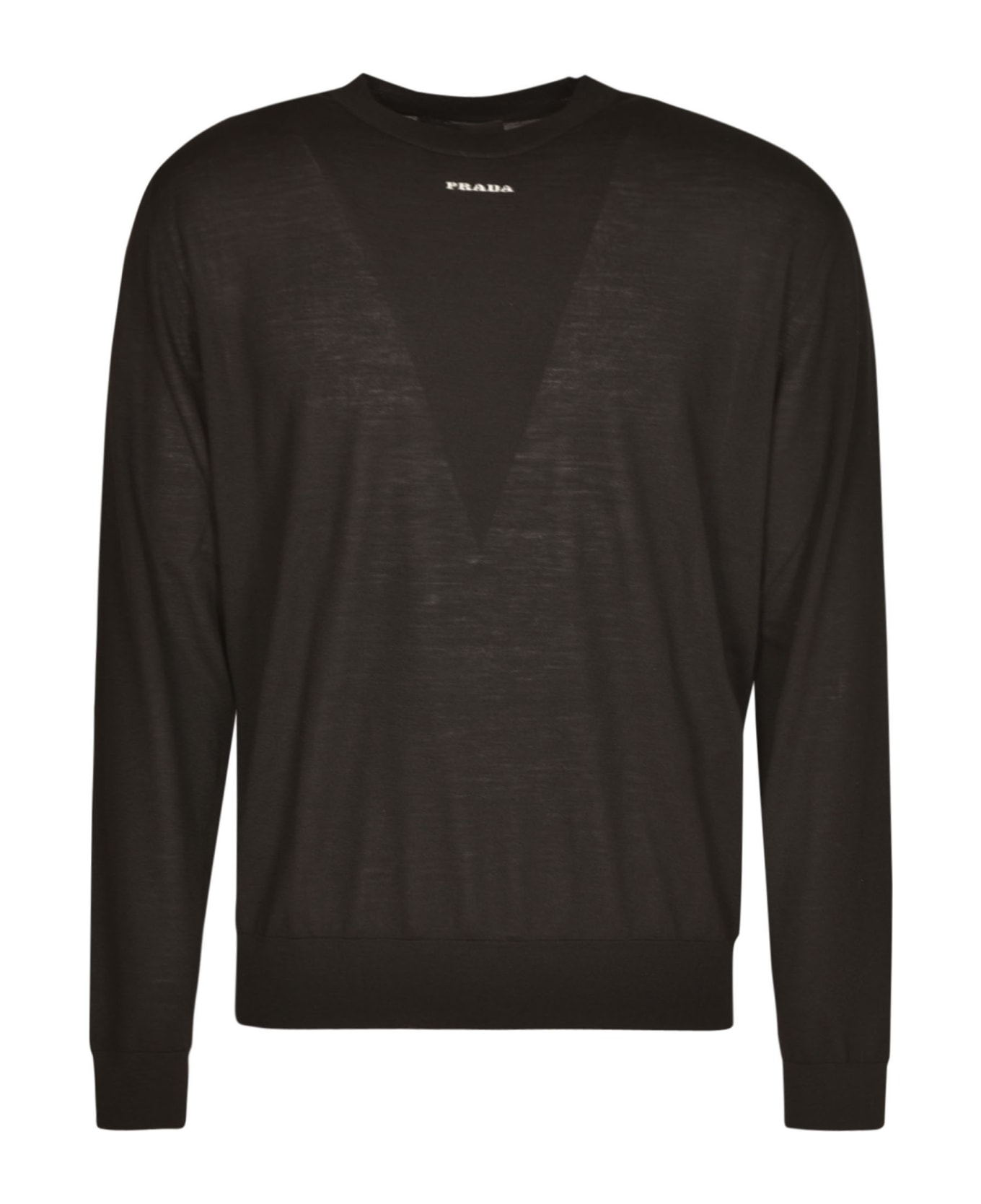 Prada Rib Trim Plain Sweater - Black