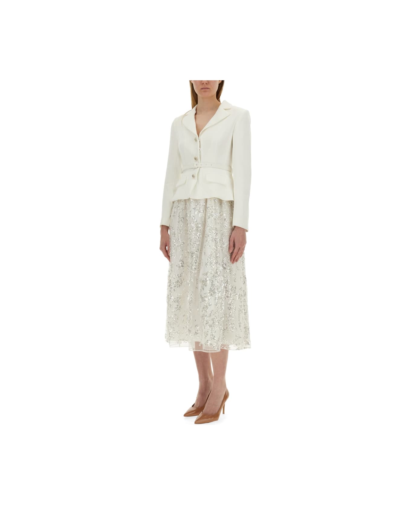self-portrait Tailored Midi Dress - WHITE