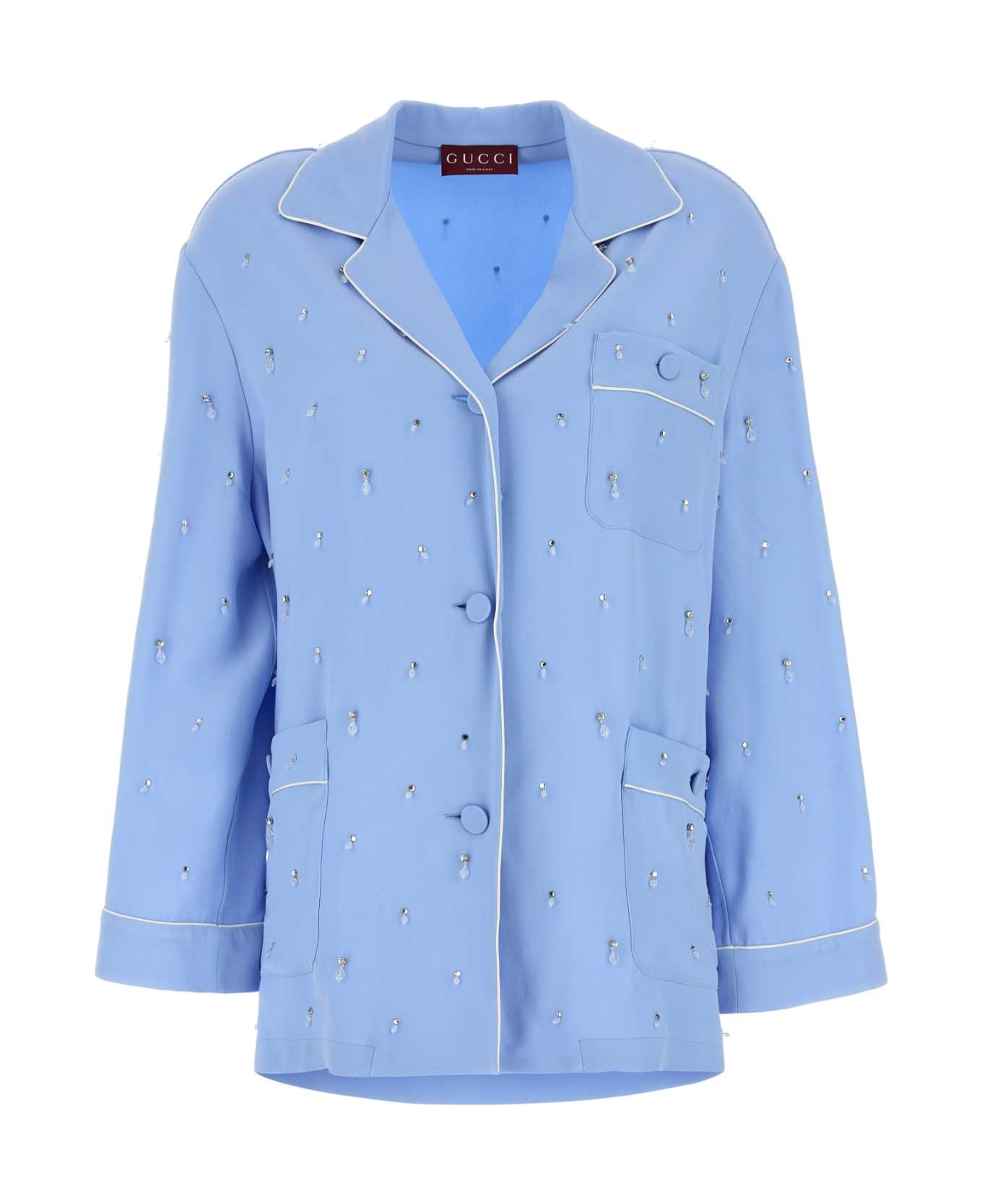 Gucci Powder Blue Crepe Shirt - LAVENDERAURAMIX シャツ