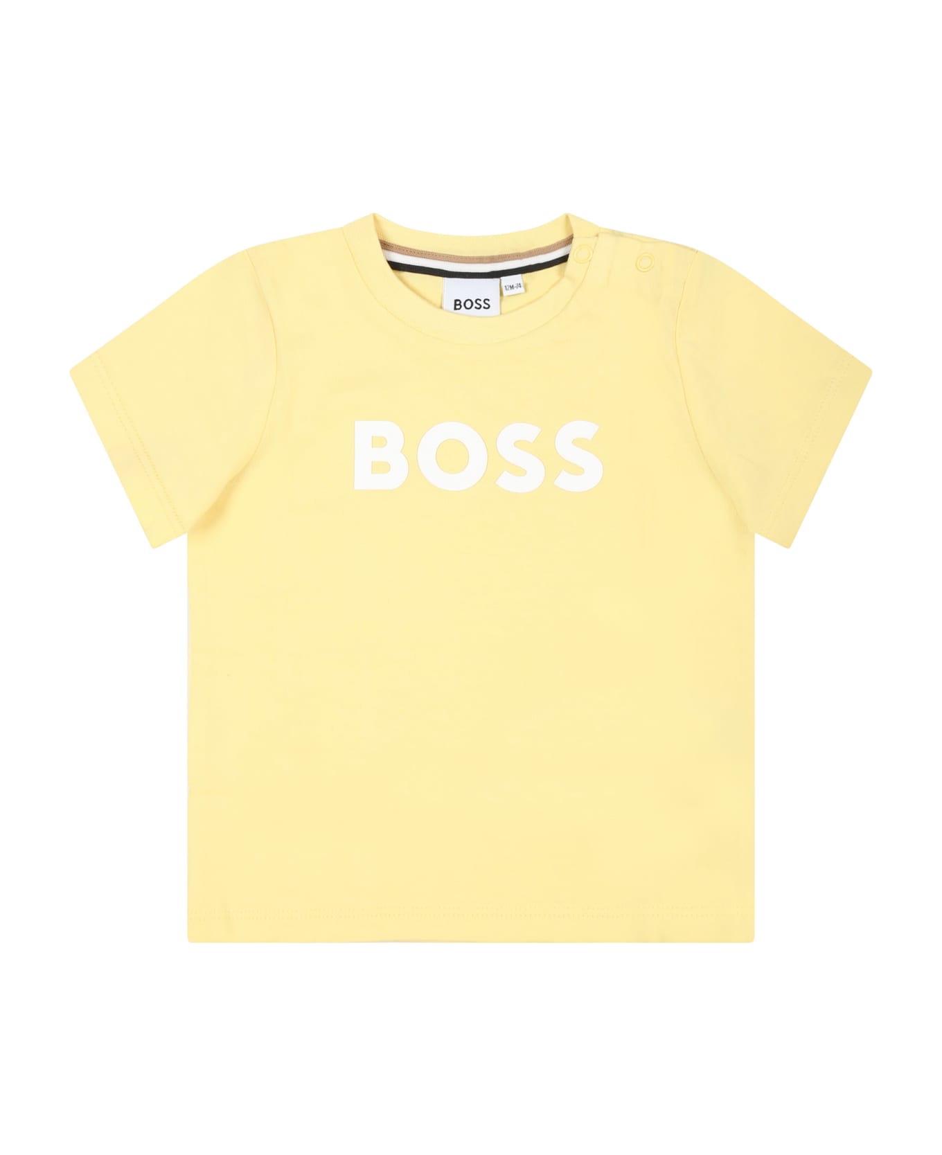 Hugo Boss Yellow T-shirt For Baby Boy With Logo - Yellow Tシャツ＆ポロシャツ