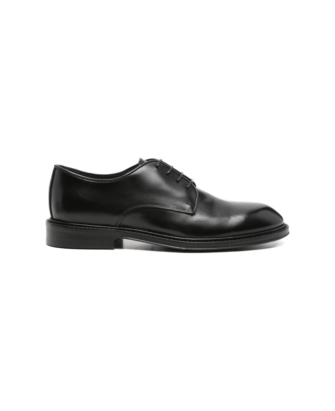 Corneliani Leather Derby Shoes - Black