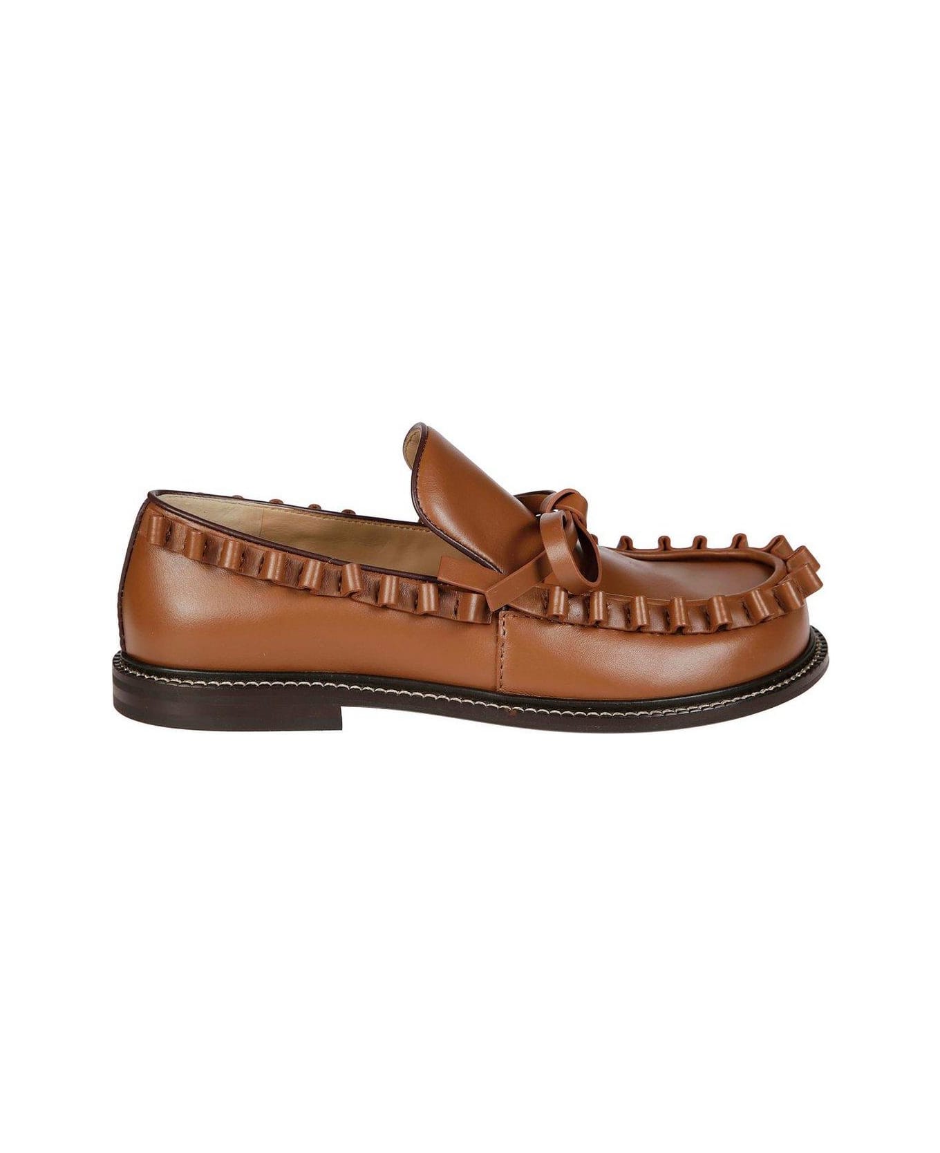 J.W. Anderson Ruffled-trim Lace-up Loafers - Marrone