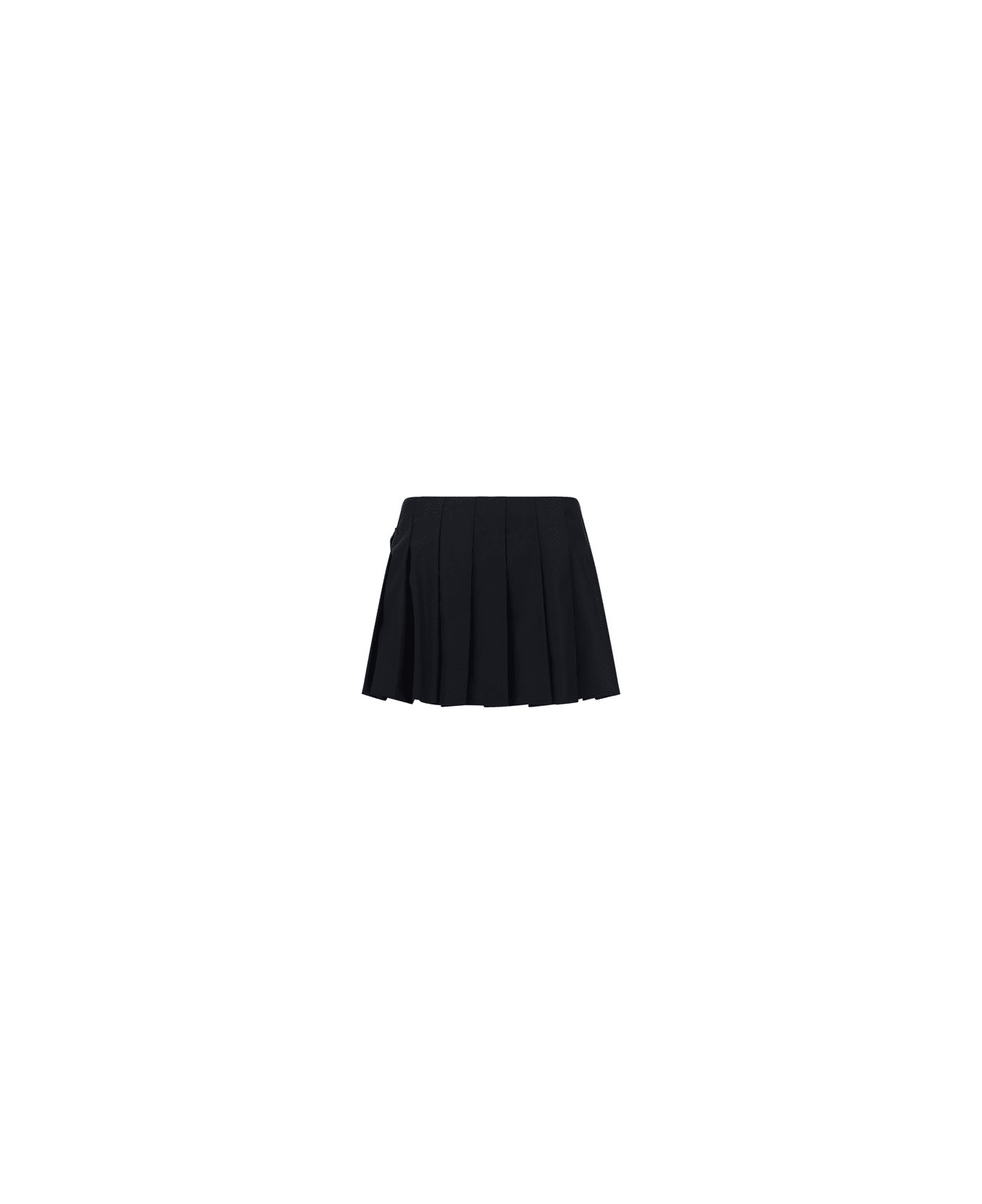 Prada Logo Detailed Pleated Mini Skirt - Nero