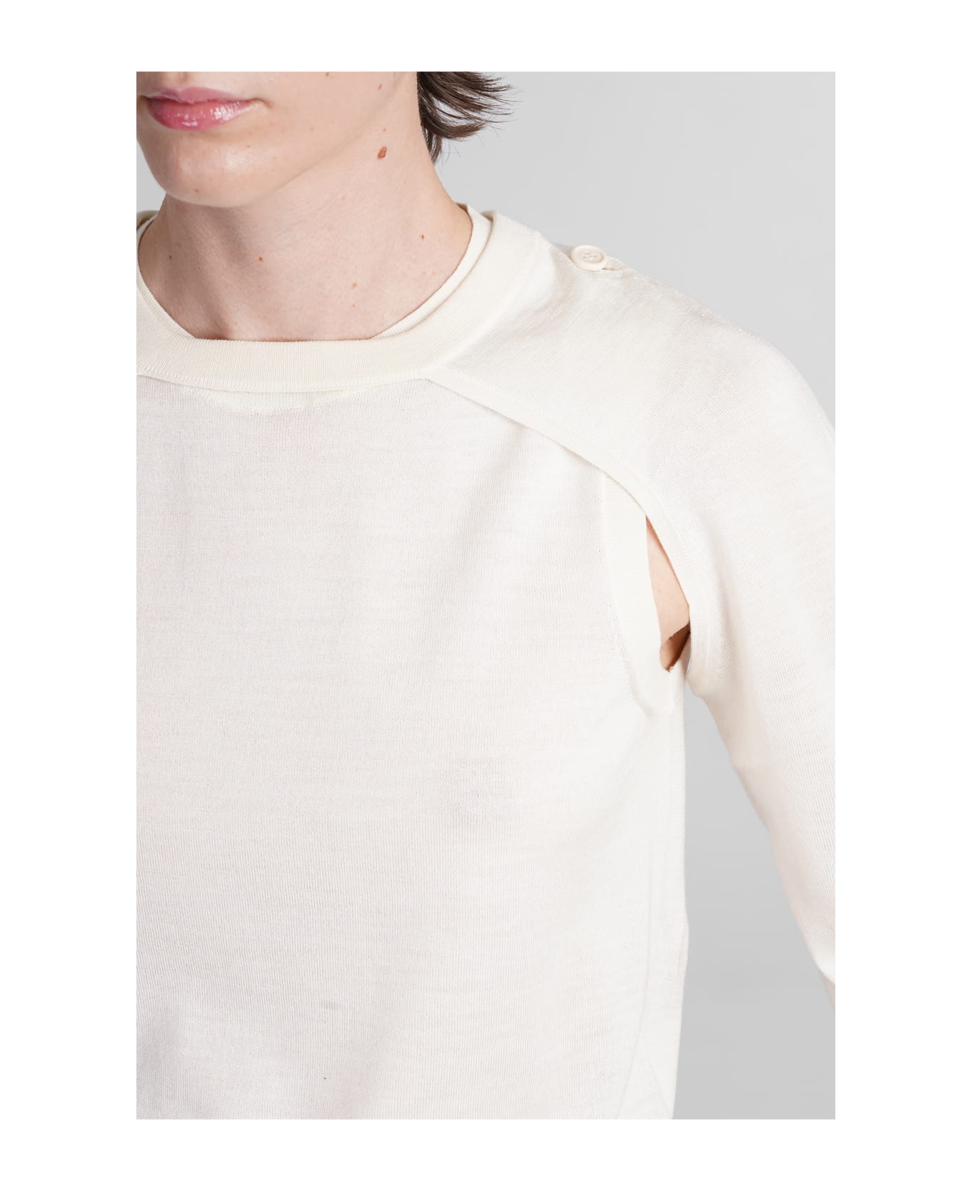 Helmut Lang Knitwear In Beige Wool - WHITE