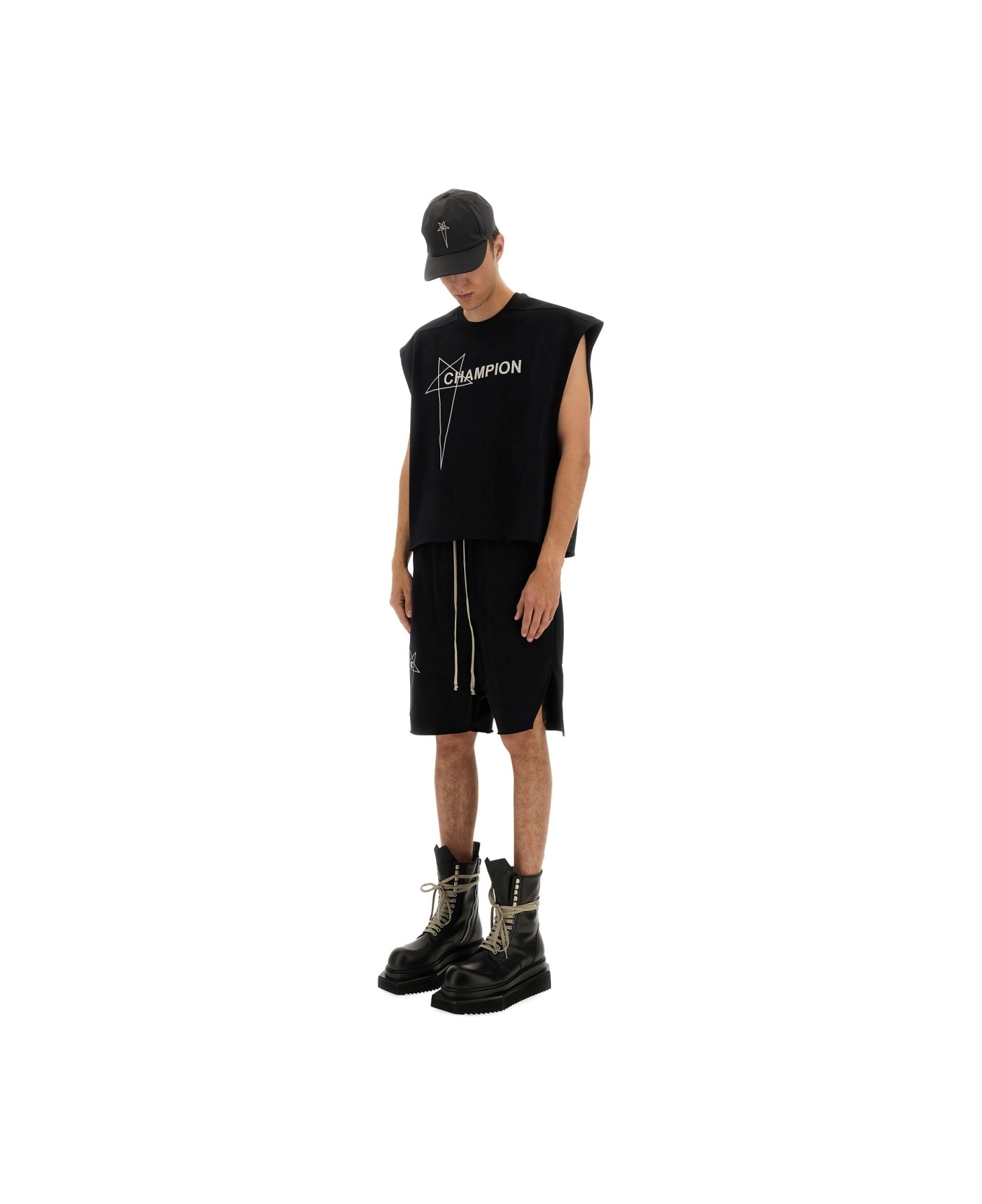 Rick Owens x Champion Cropped Micro Tatlin T-shirt - BLACK