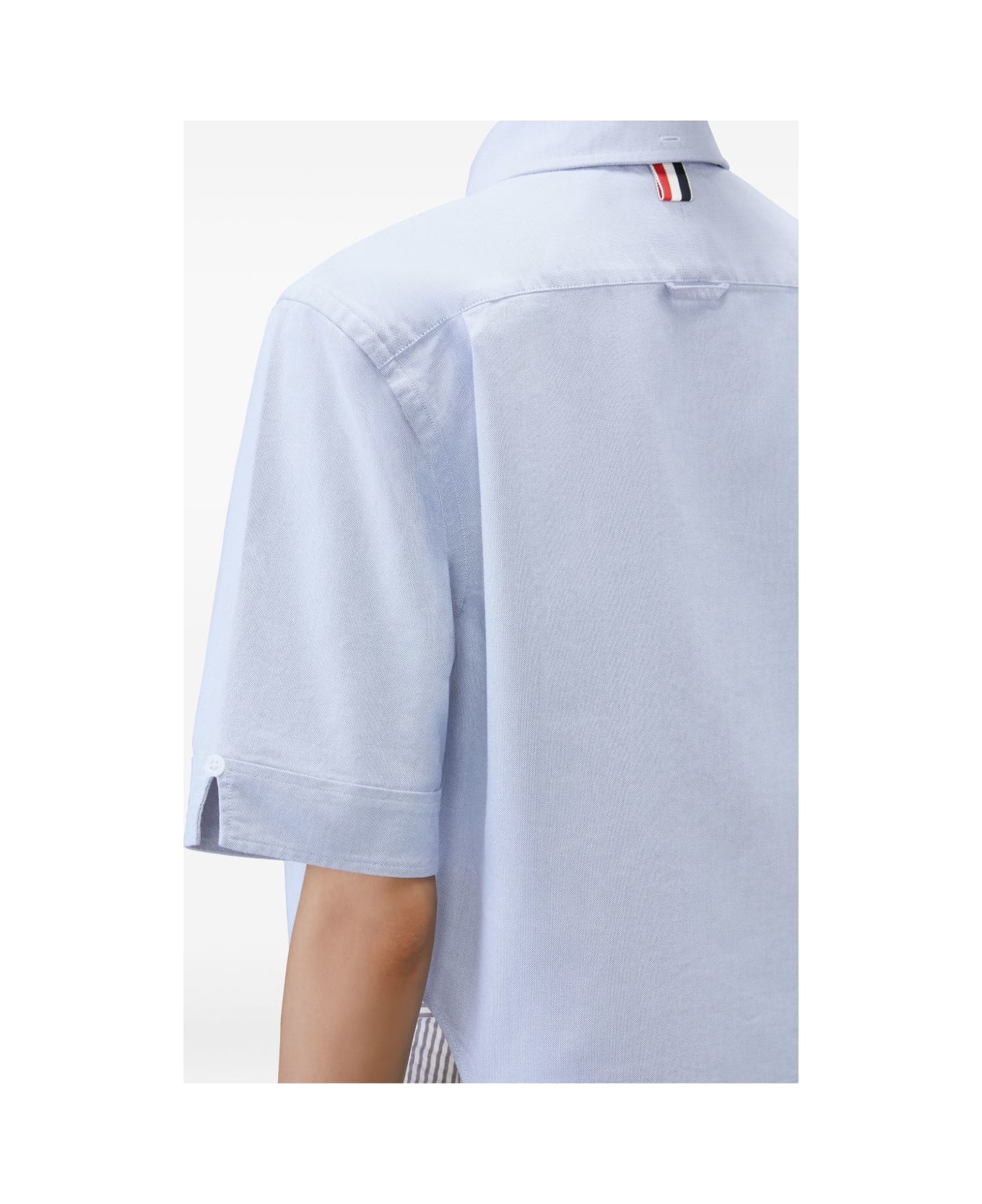 Thom Browne Cotton Cropped Shirt - Clear Blue