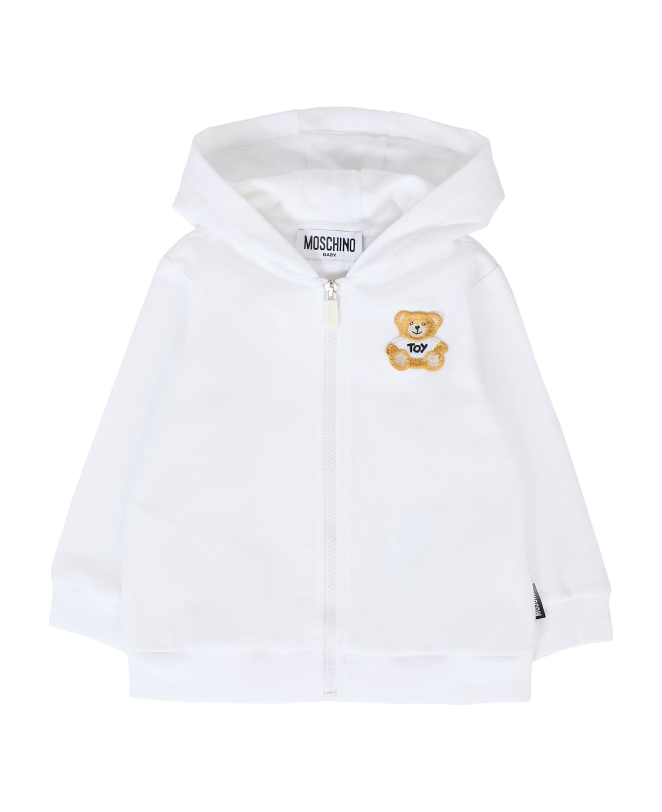 Moschino White Sweatshirt For Babykids With Teddy Bear - White