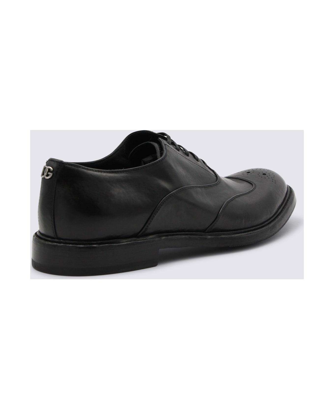 Dolce & Gabbana Black Leather Lace Up Shoes - Black