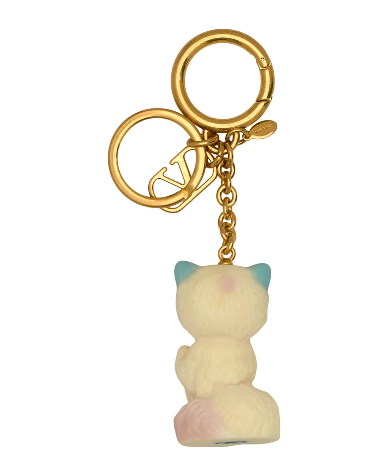 Valentino Garavani Multicolor Metal And Nylon Le Chat De La Maison Keyring - Golden