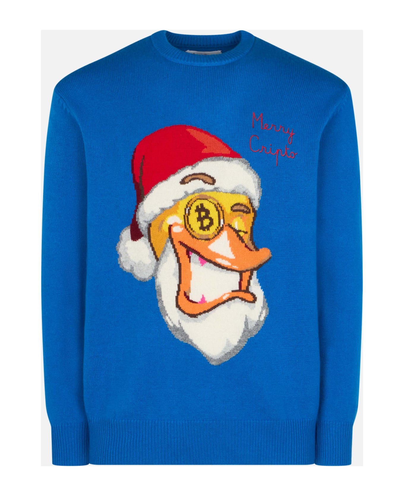 MC2 Saint Barth Man Crewneck Sweater With Crypto Ducky Jacquard | Crypto Puppets Special Edition - SKY