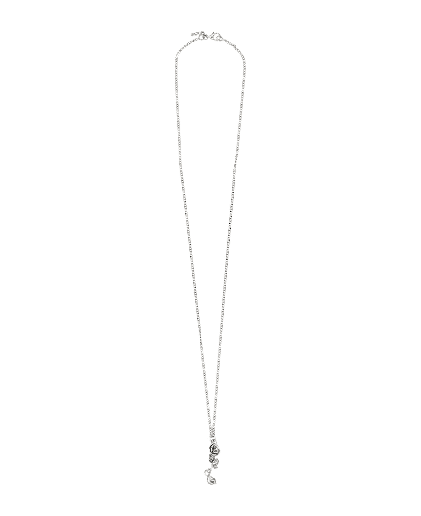 Emanuele Bicocchi Rose And Skull Pendant Necklace - SILVER