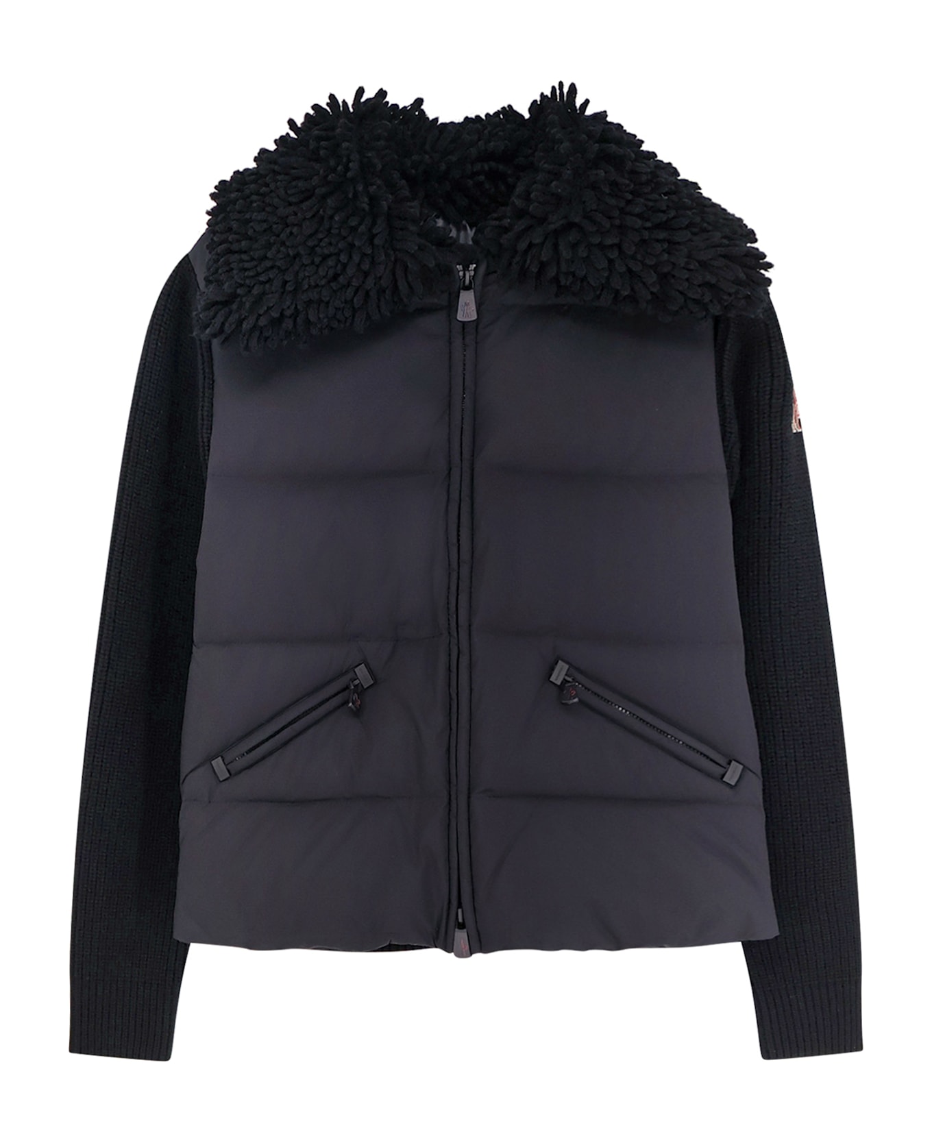 Moncler Grenoble Down Jacket With Wool Inserts - Black