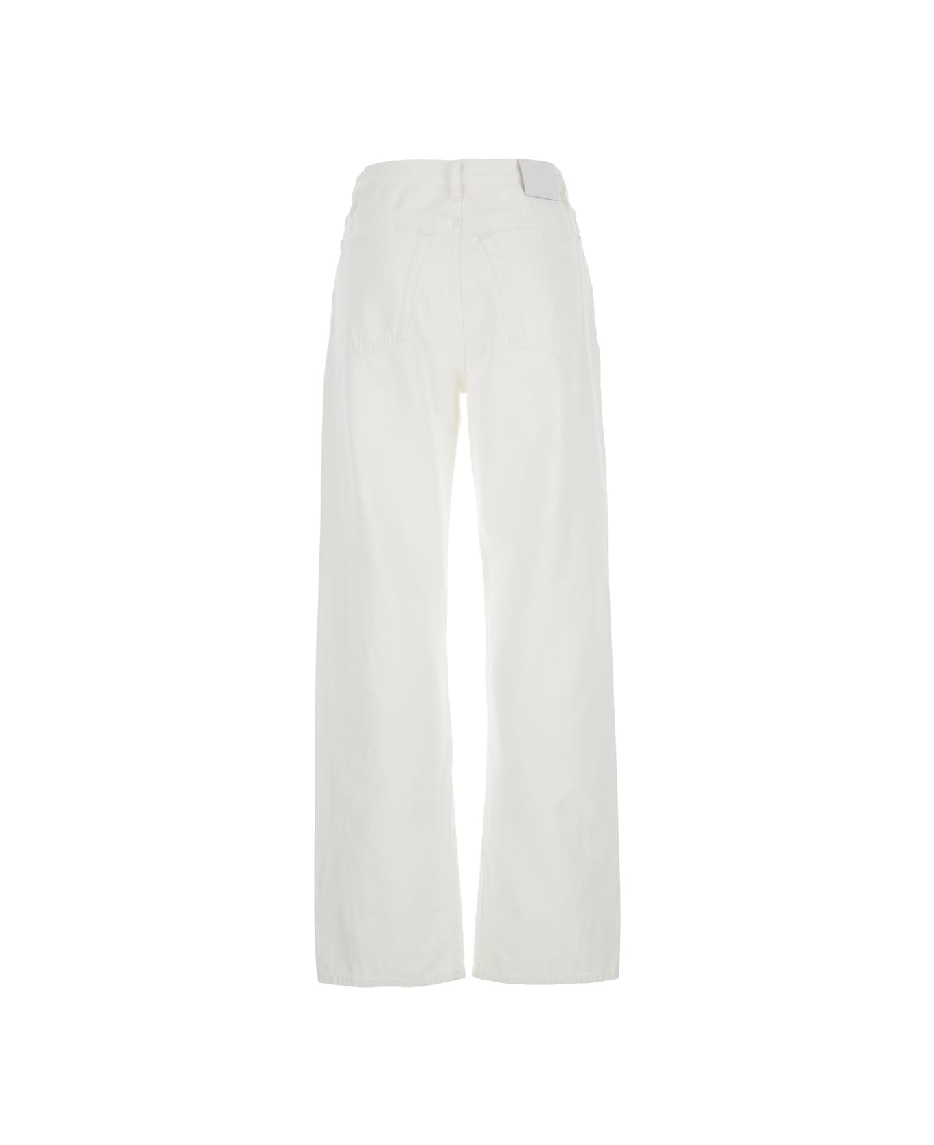Totême White High Waisted Jeans With Twisted Seam And Logo Patch On The Rear In Denim Woman - White