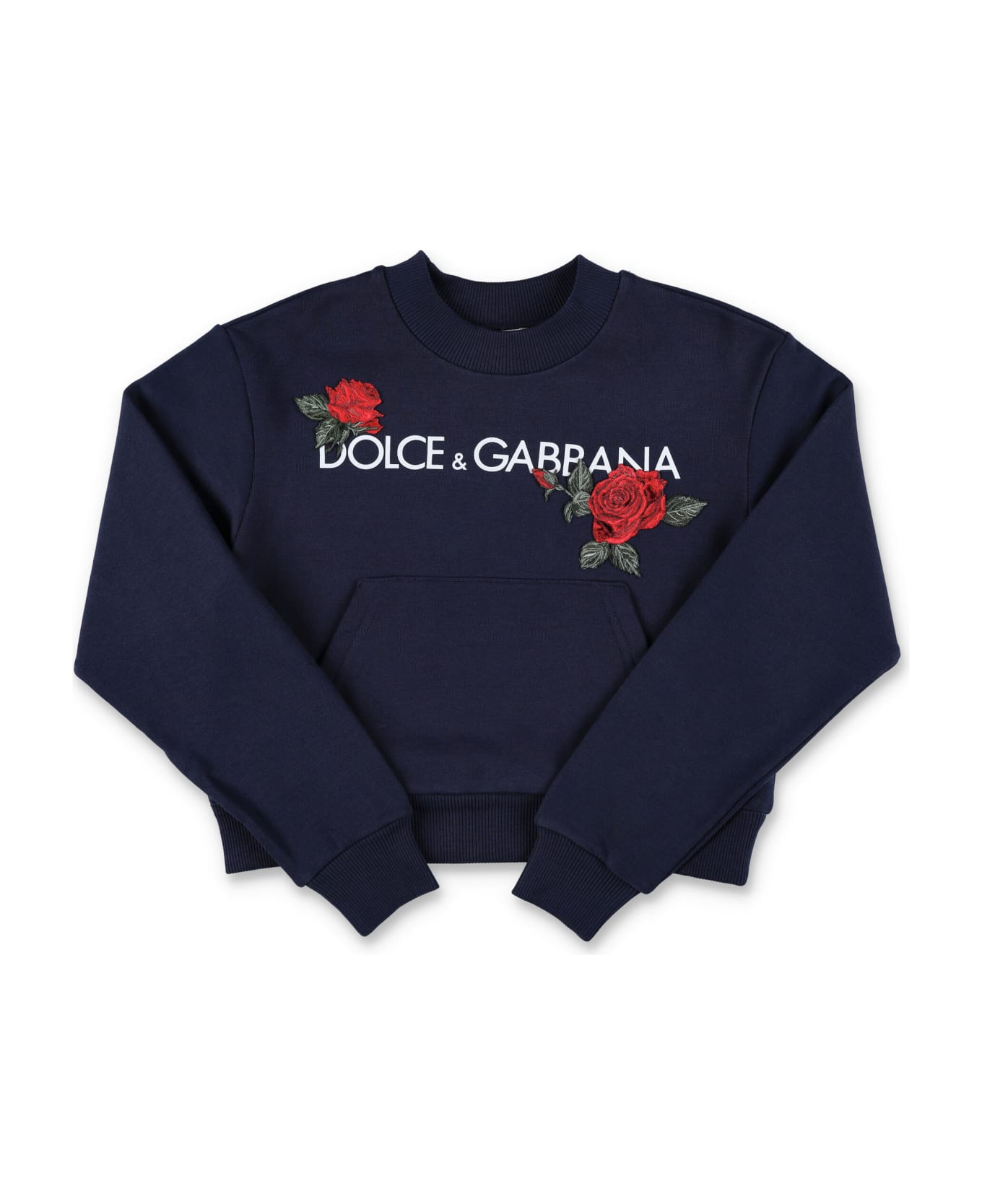 Dolce & Gabbana Crewneck Logo Rose - BLUE