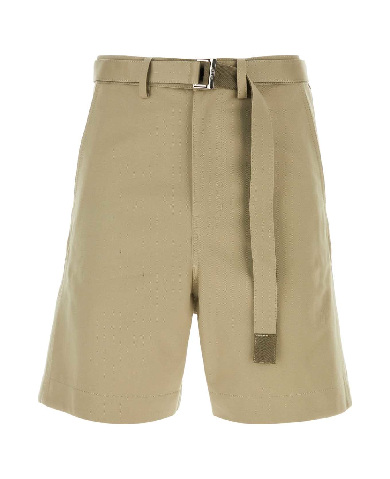 Sacai Cappuccino Cotton Bermuda Shorts - BEIGE